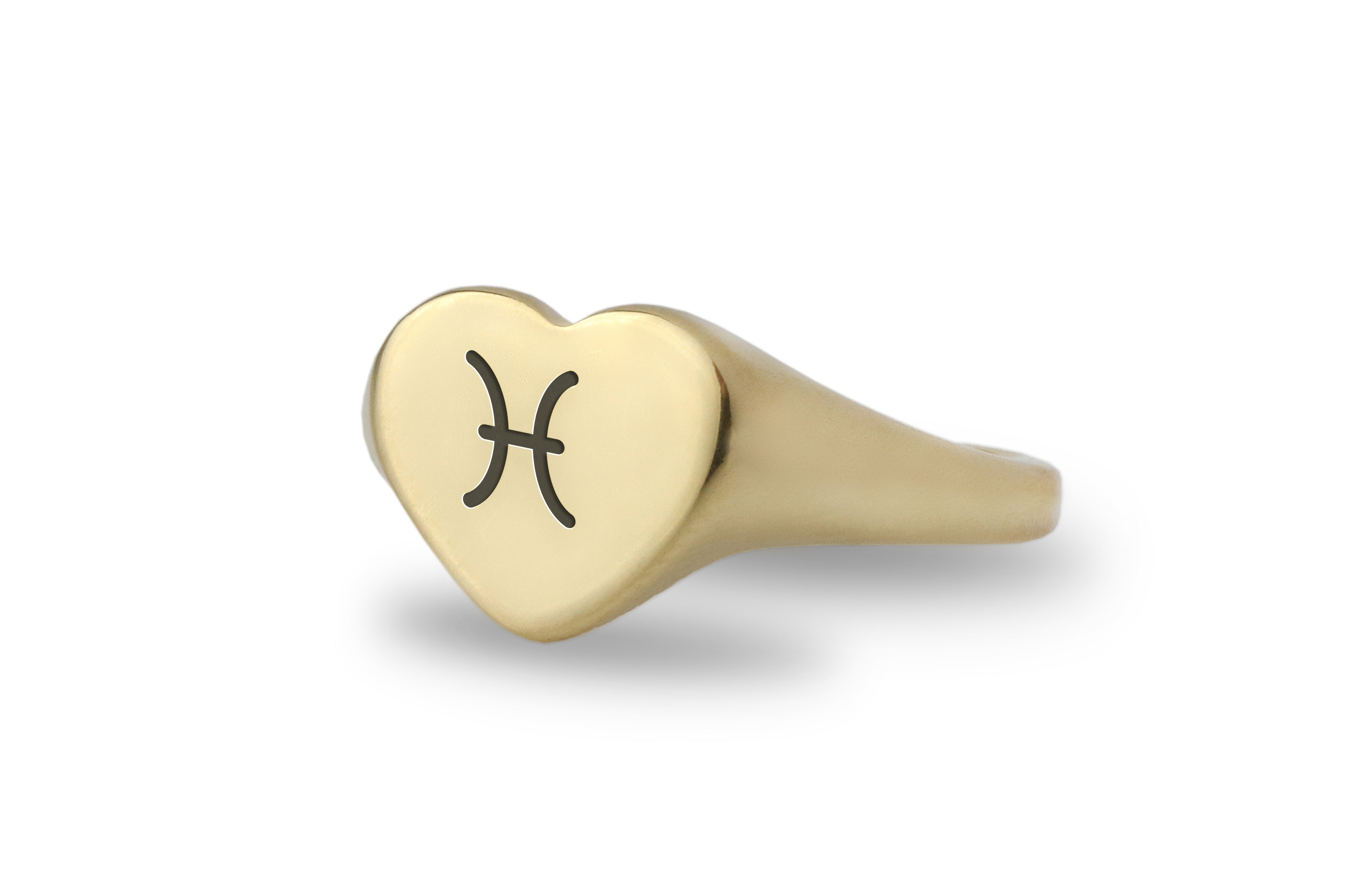 14k Gold Pisces Signet Ring