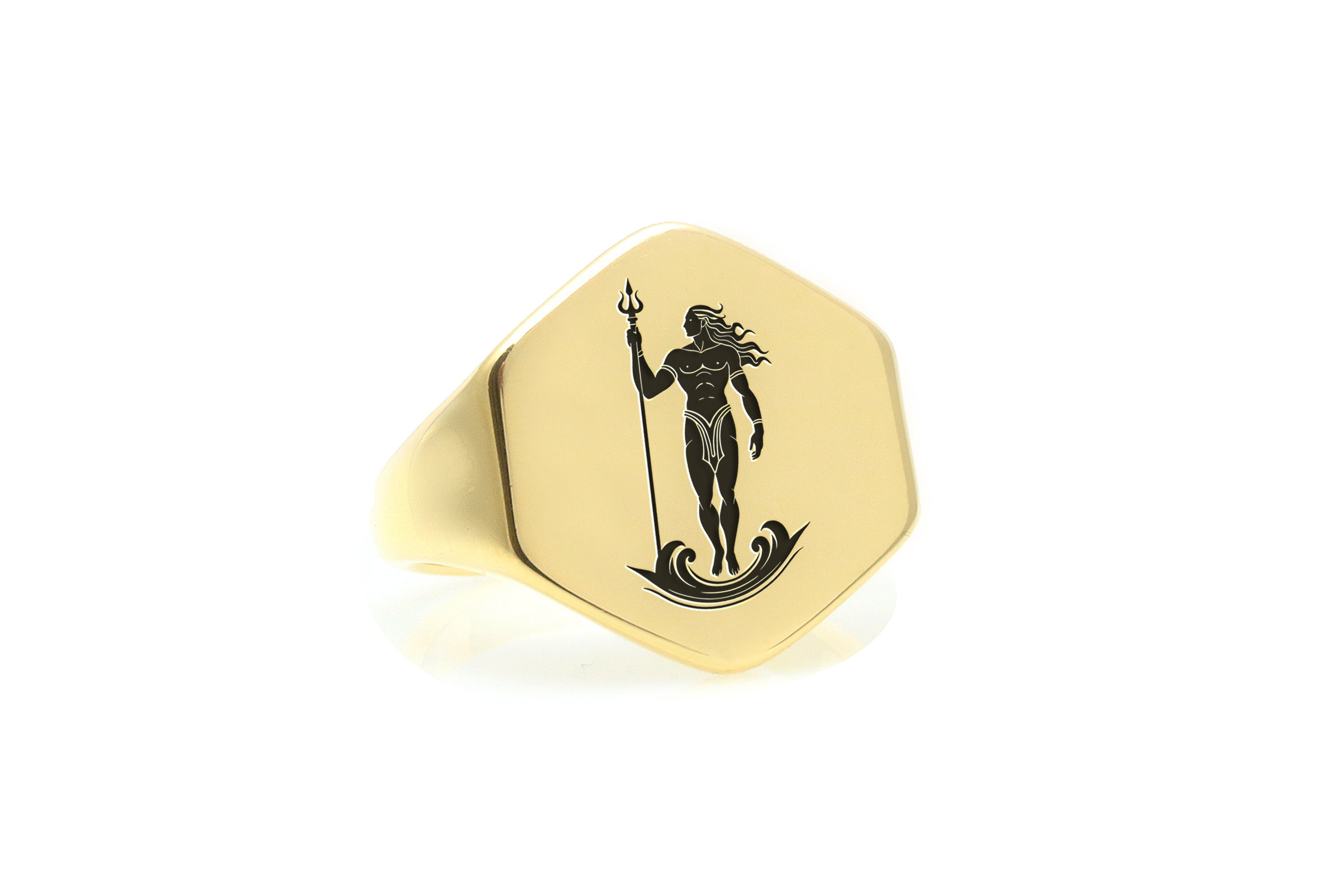 14k Gold Neptune Signet Ring