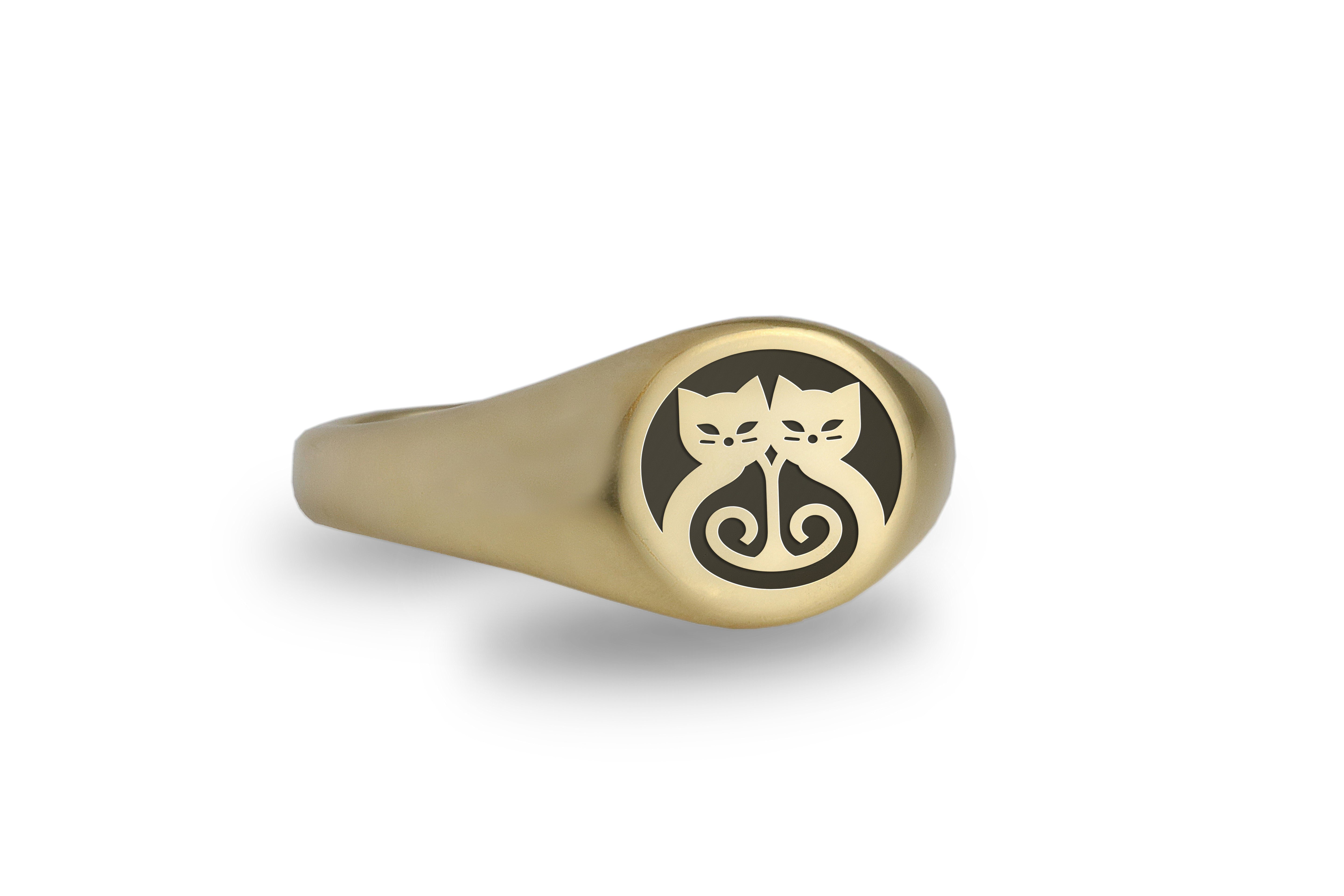 14k Gold Cats Signet Ring