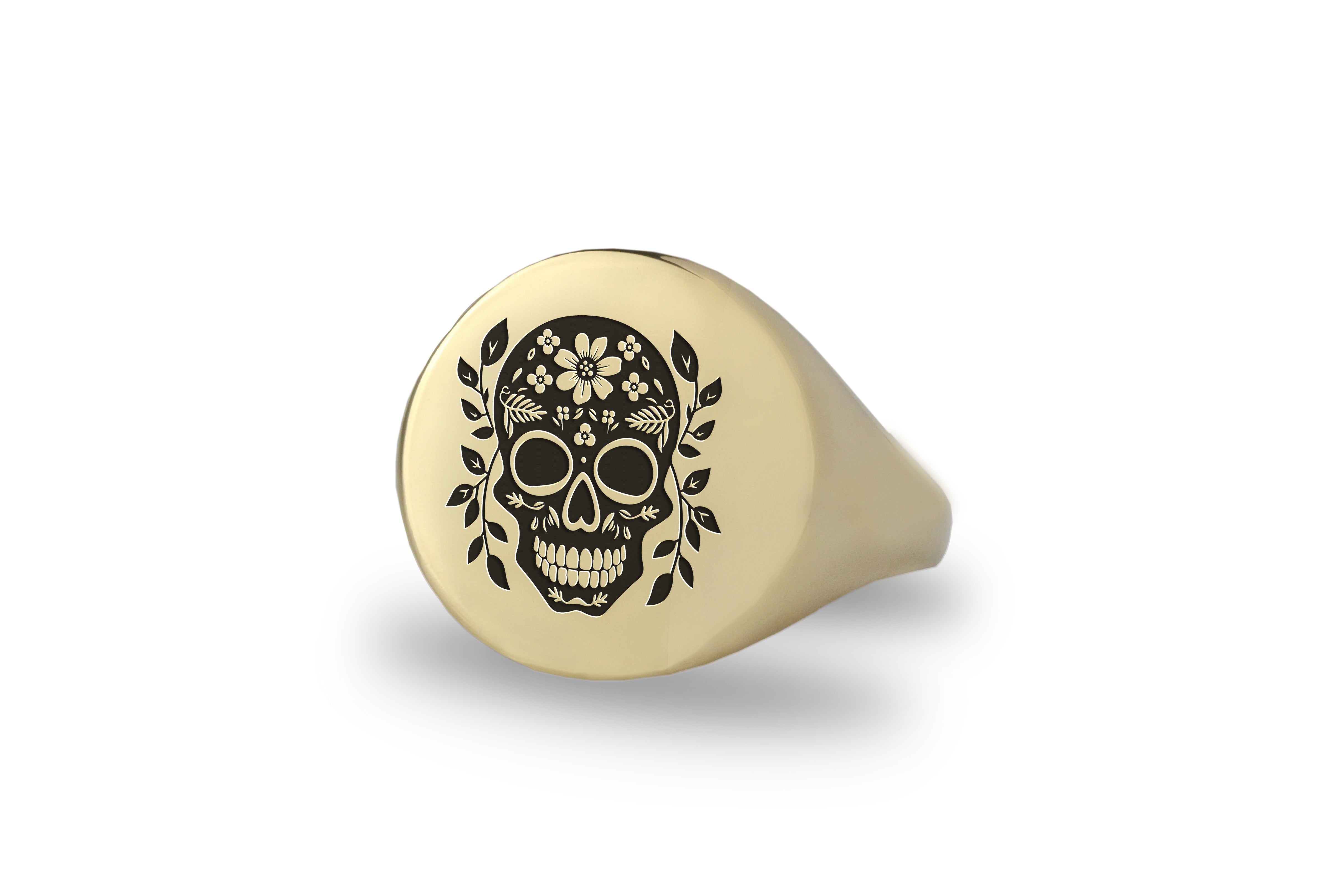 14k Gold Mexican Skull Ring