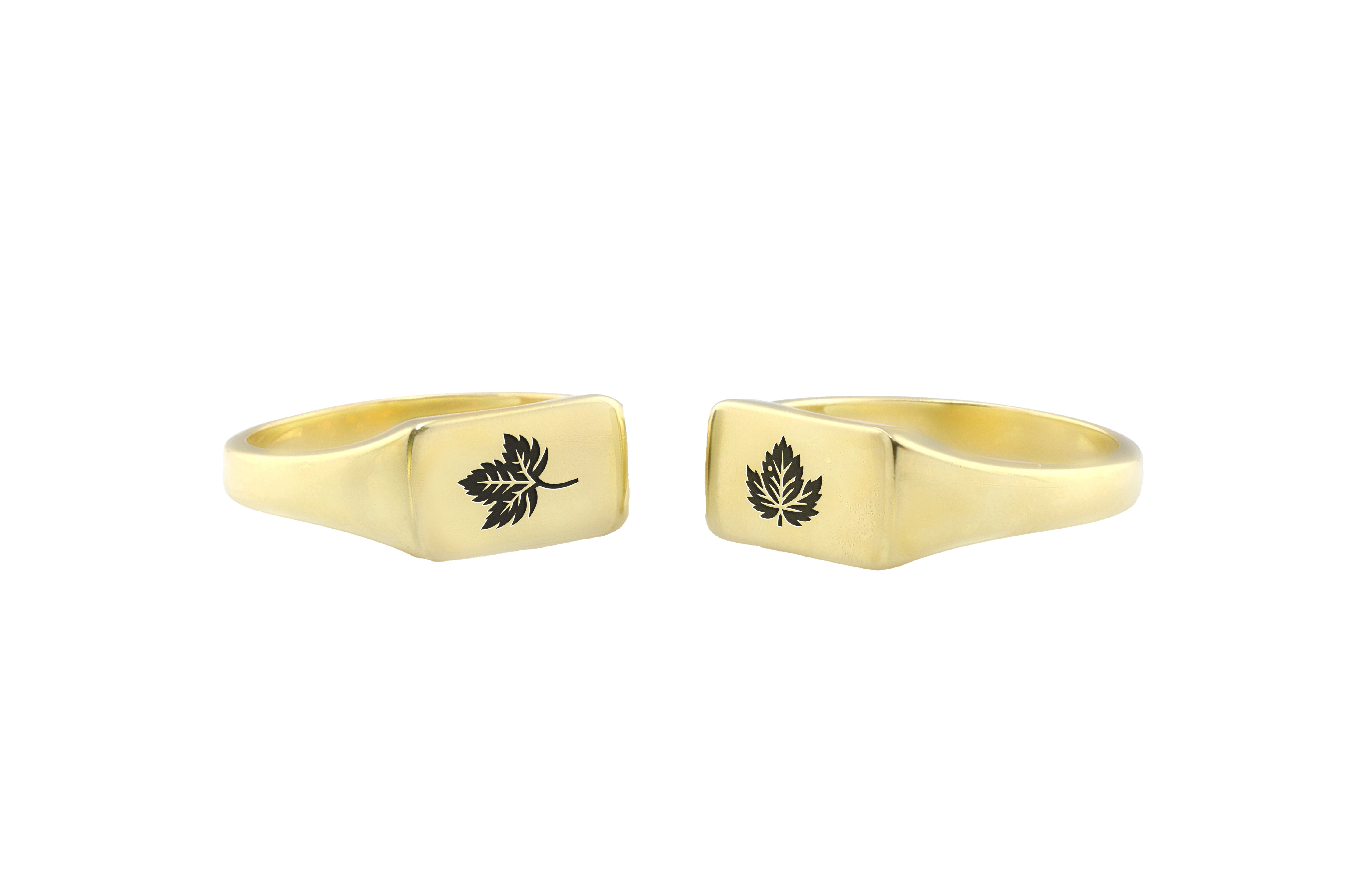 Gold Maple Leaf Signet Ring