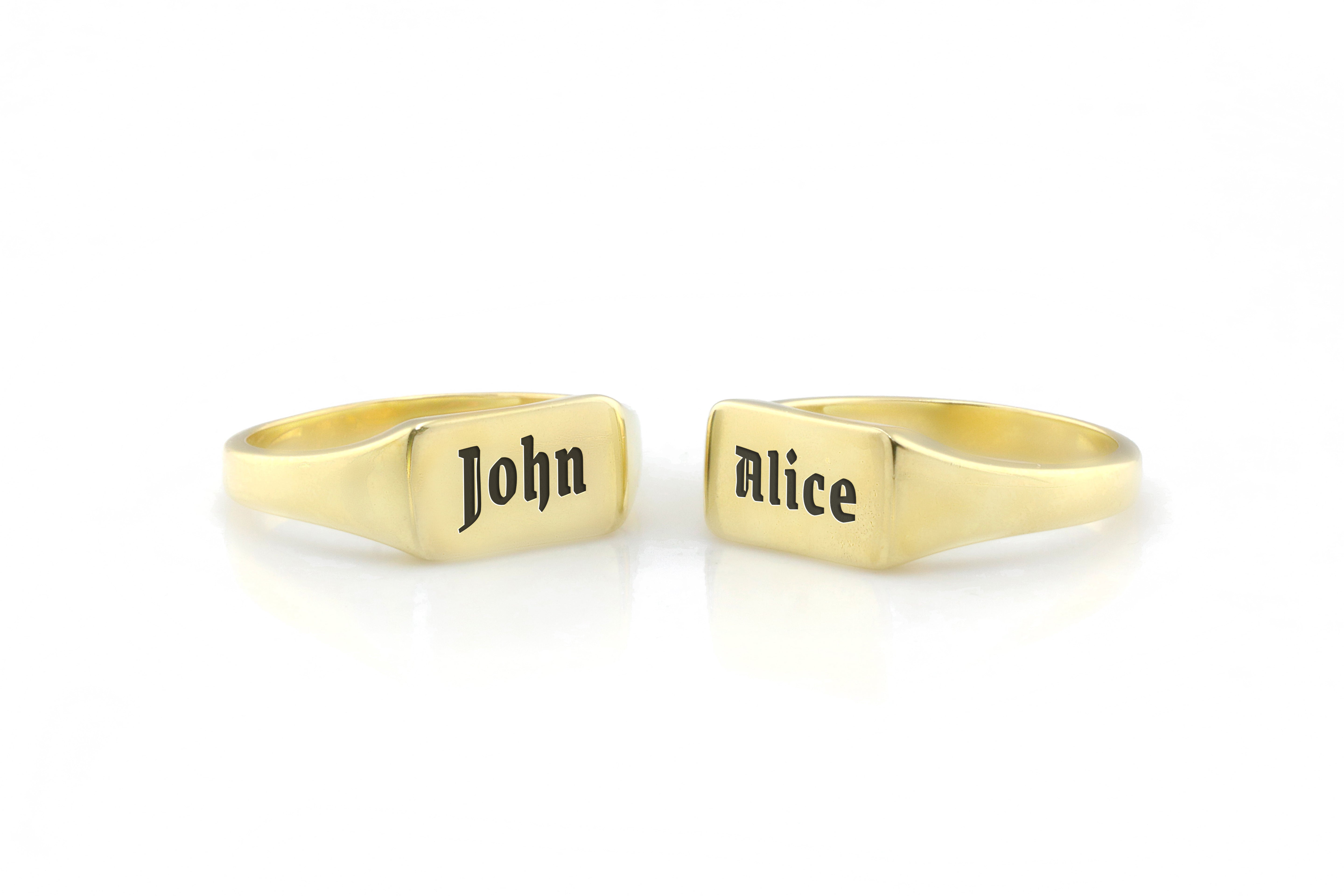 14k Gold Signet Name Ring