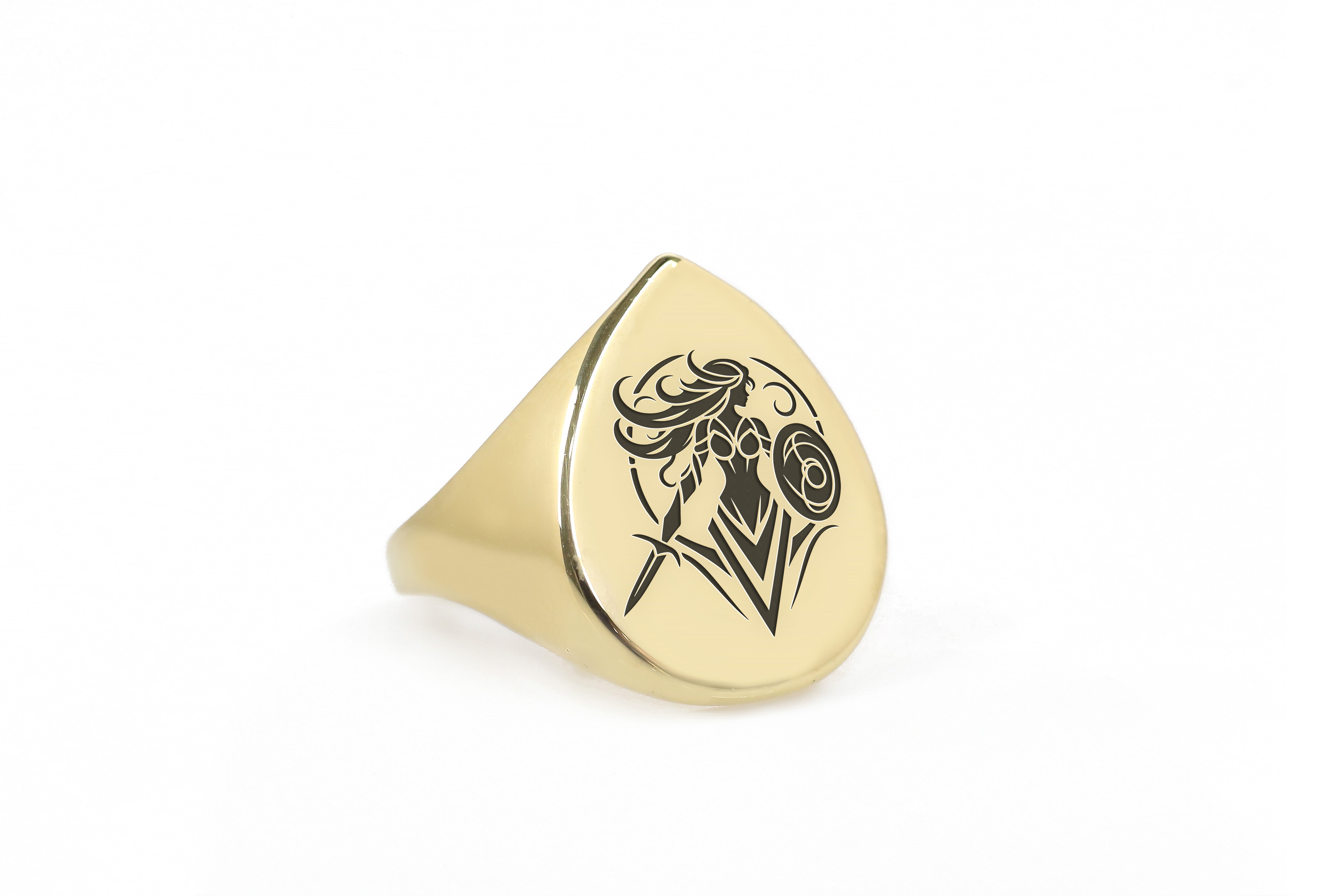 14k Gold Valkyrie Signet Ring