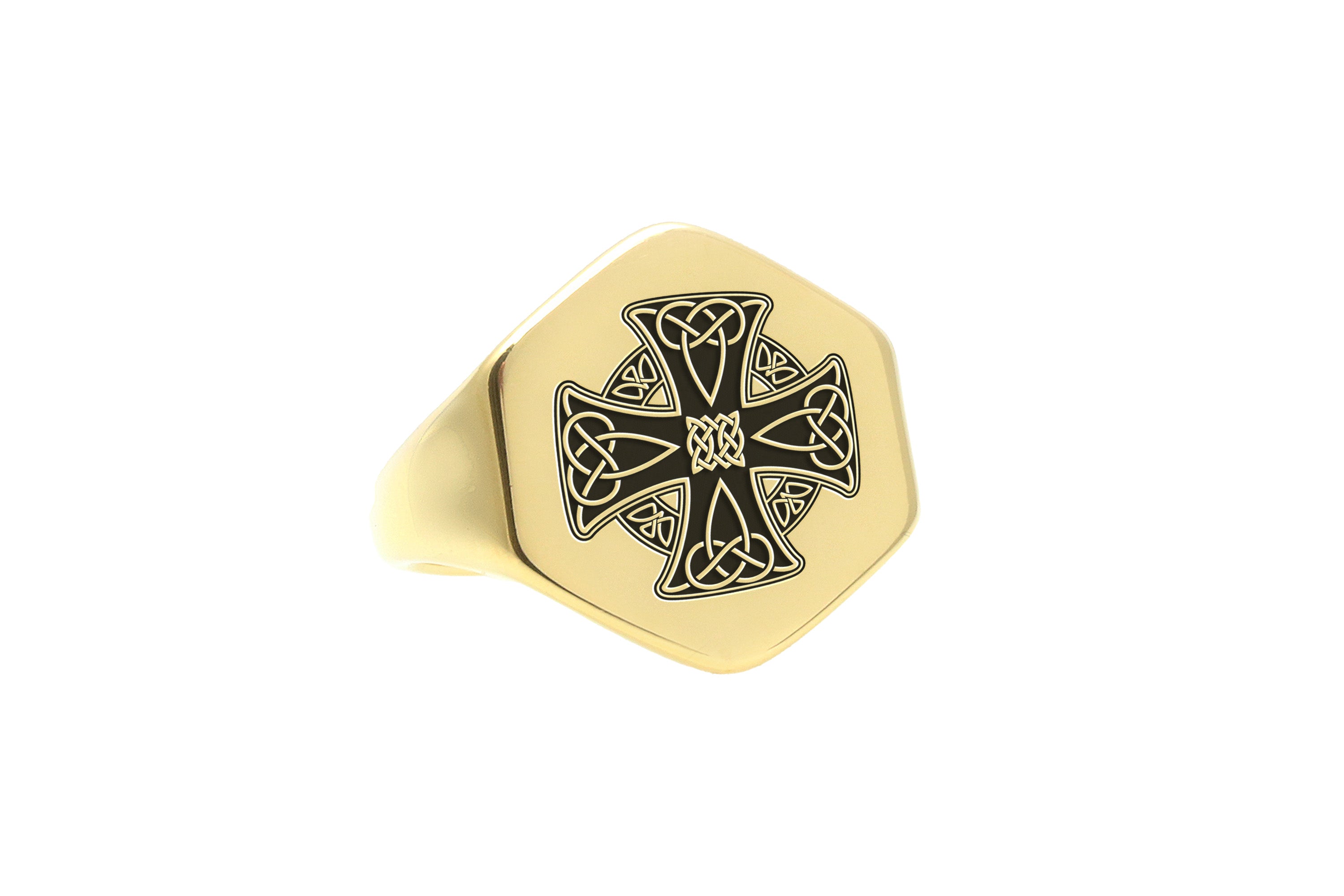 14k Gold Celtic Cross Signet Ring