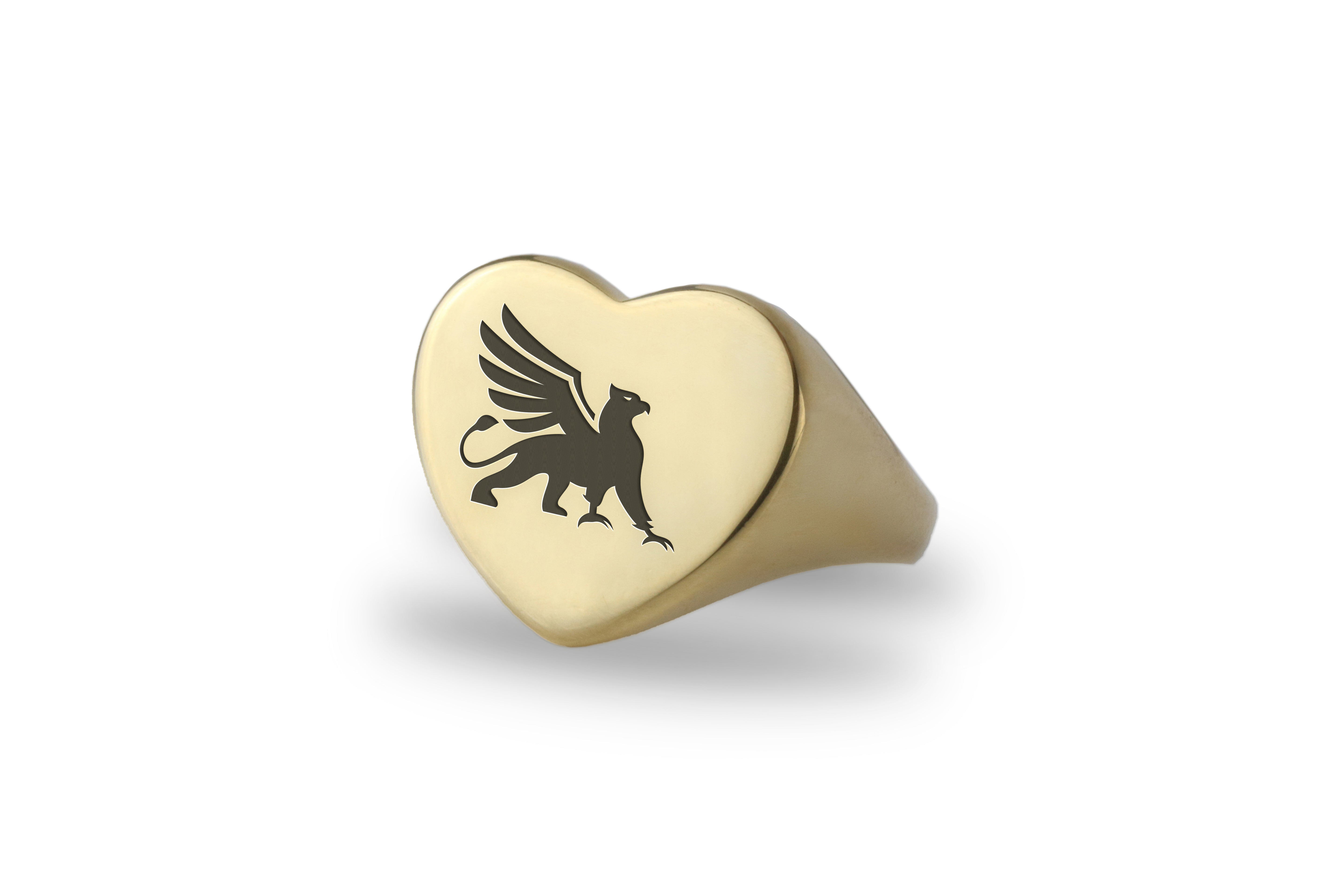 14k Gold Griffin Signet Ring