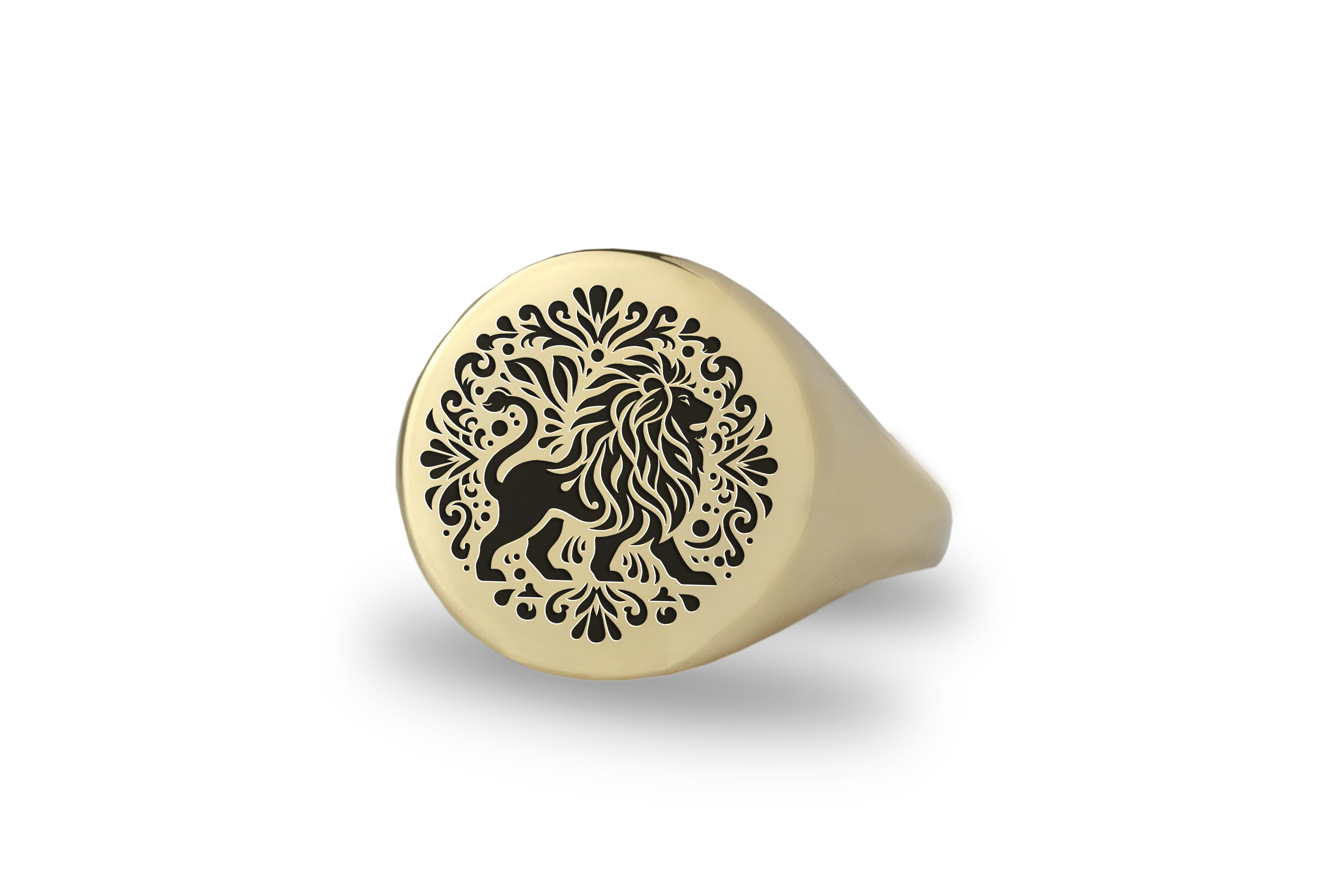 Gold Lion Tribal Signet Ring