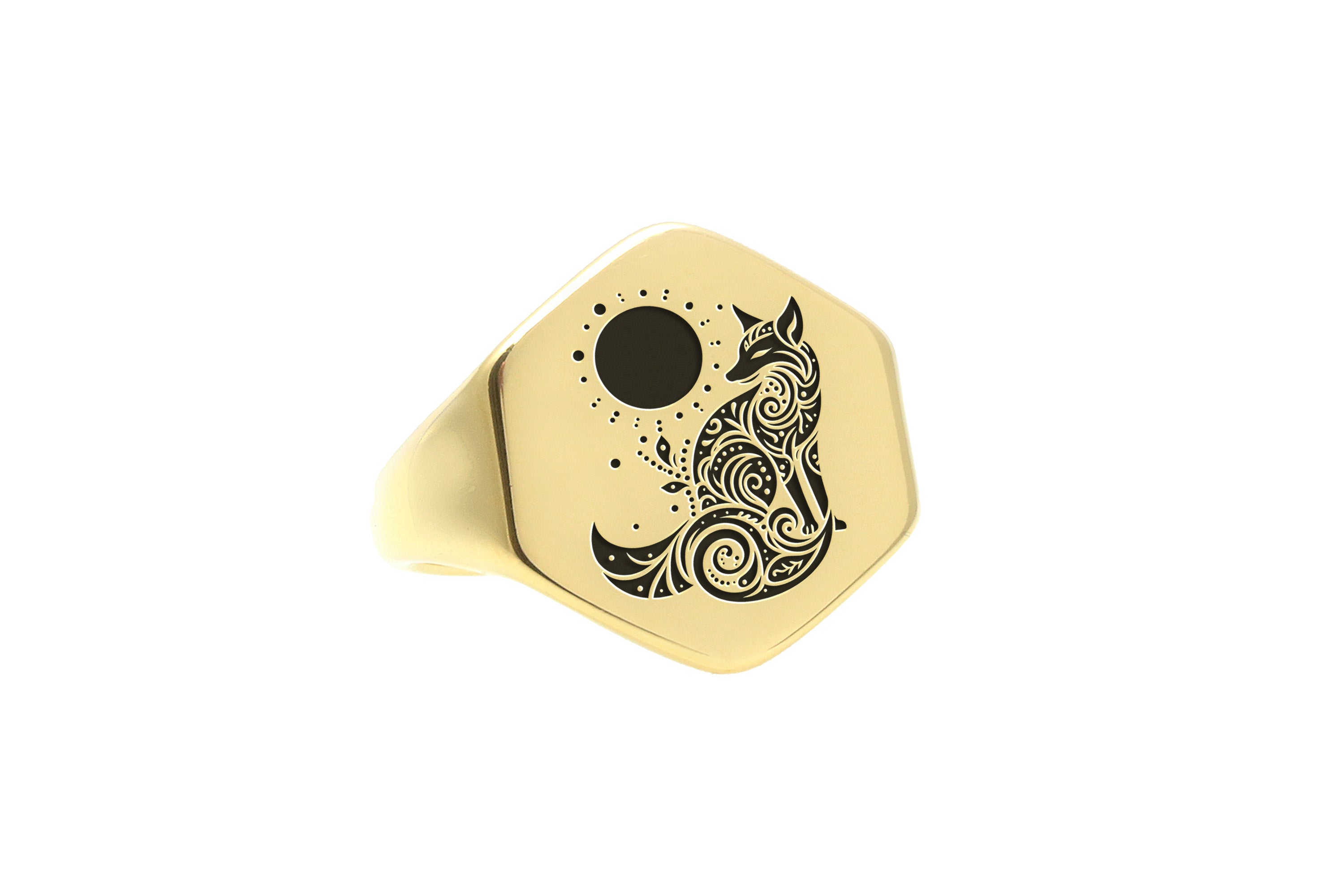 Spiritual Fox Hexagon Ring
