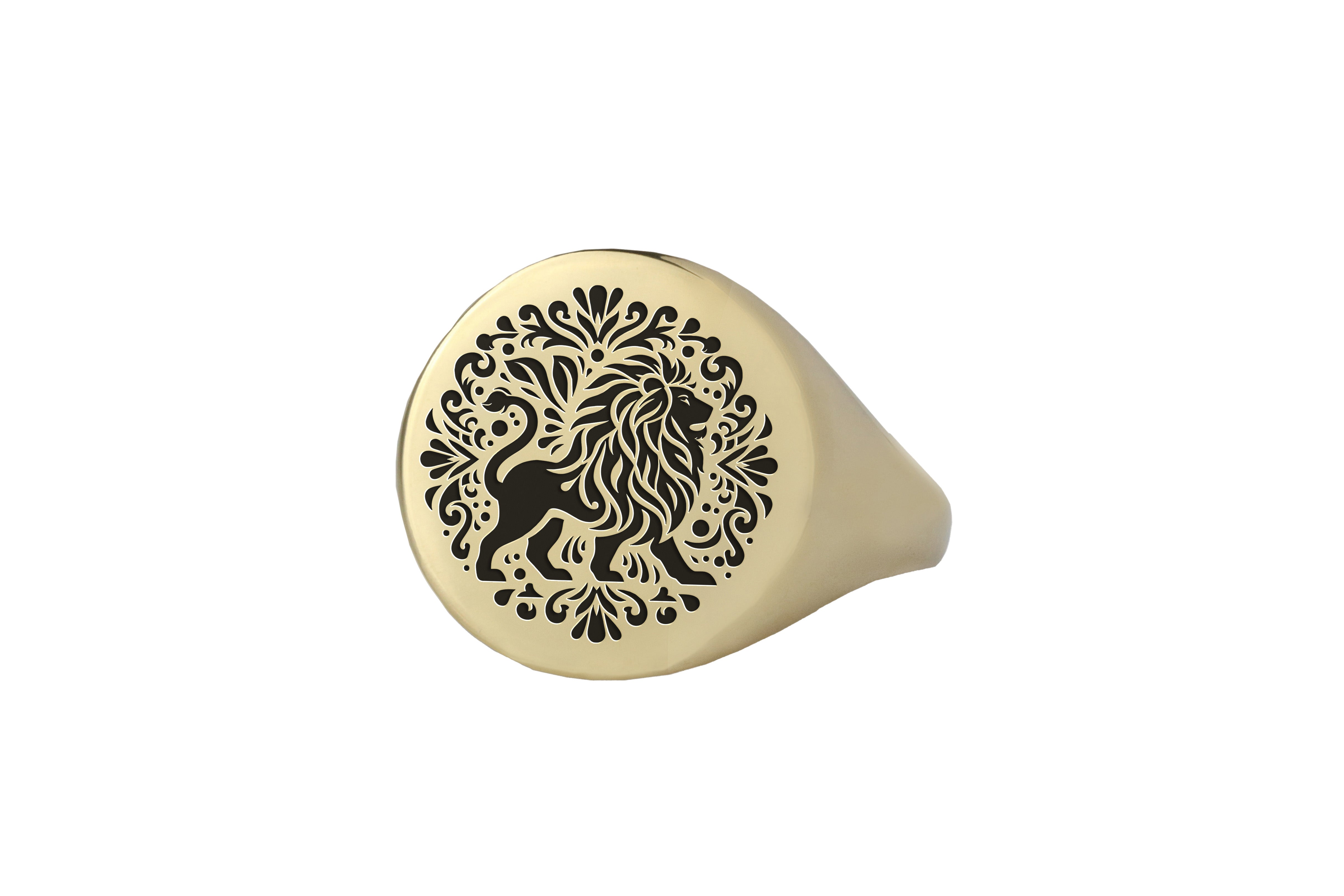 Gold Lion Tribal Signet Ring
