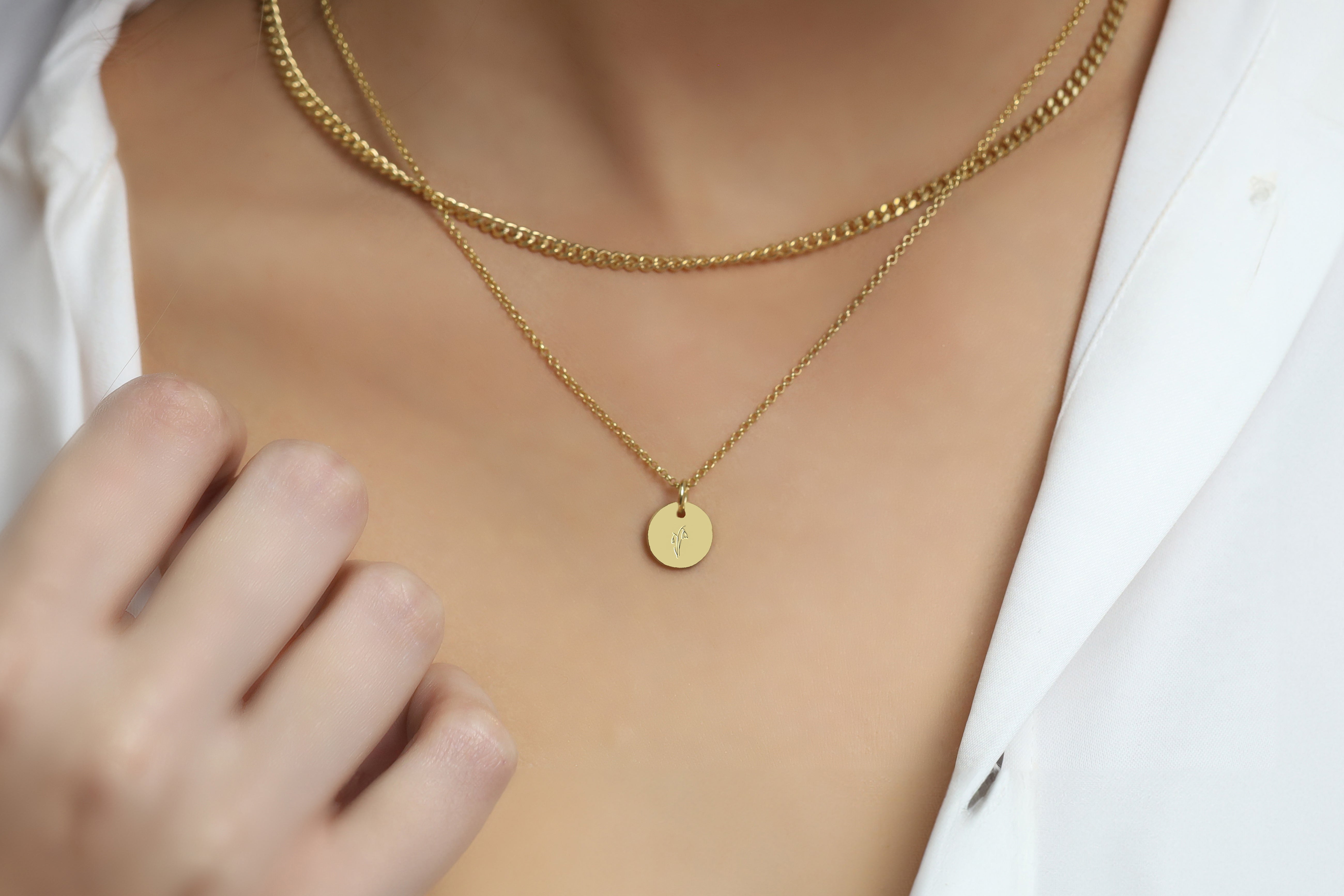 14k Gold February Birth Month Necklace