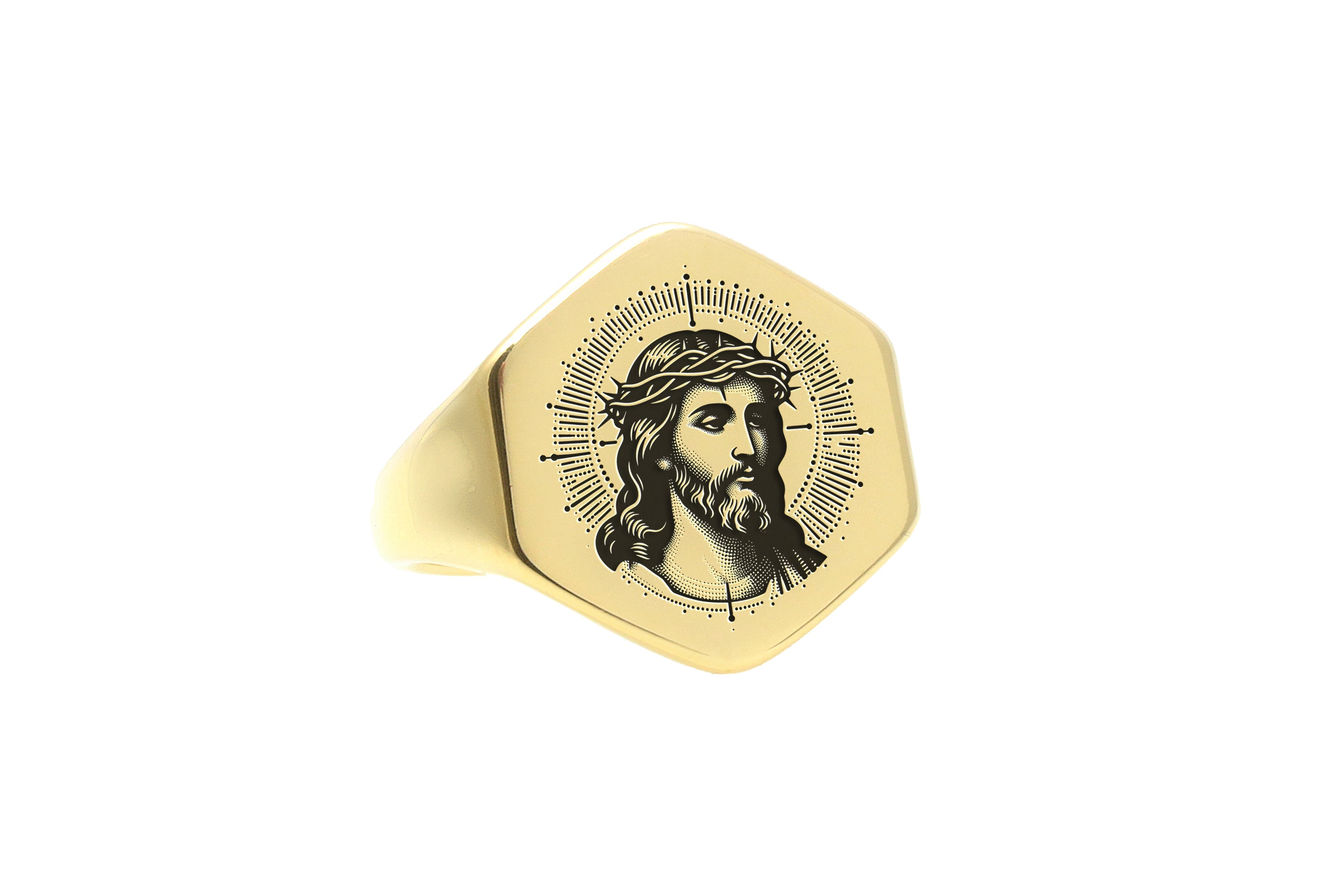 Lord Jesus Gold Signet Ring