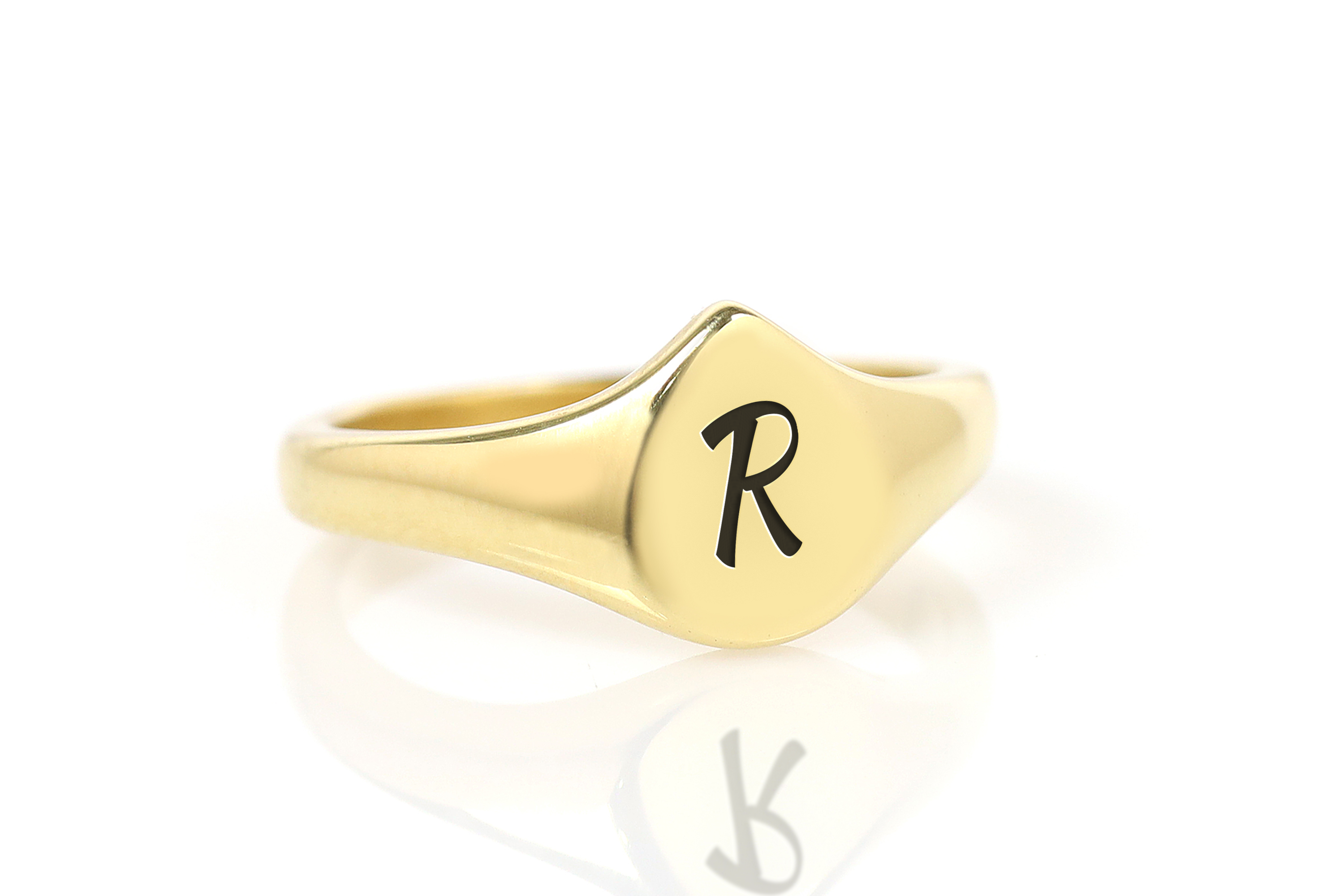 14k Gold Name Initial Ring