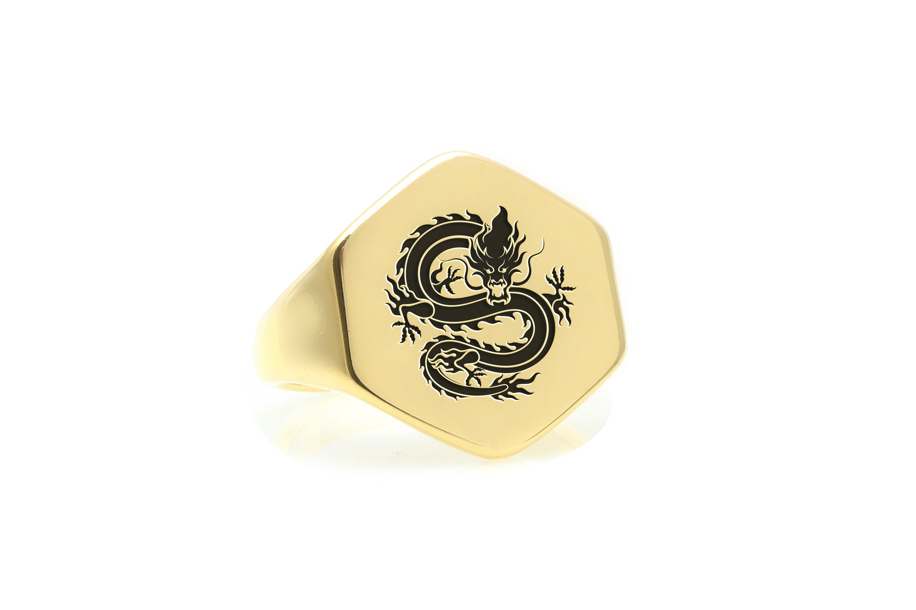 14k Gold Dragon Signet Ring