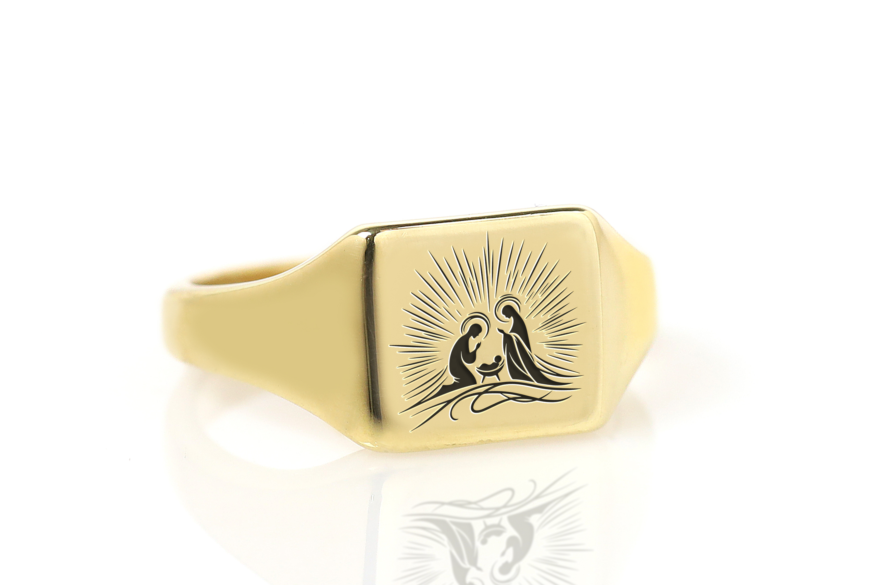 14k Gold Jesus Signet Ring