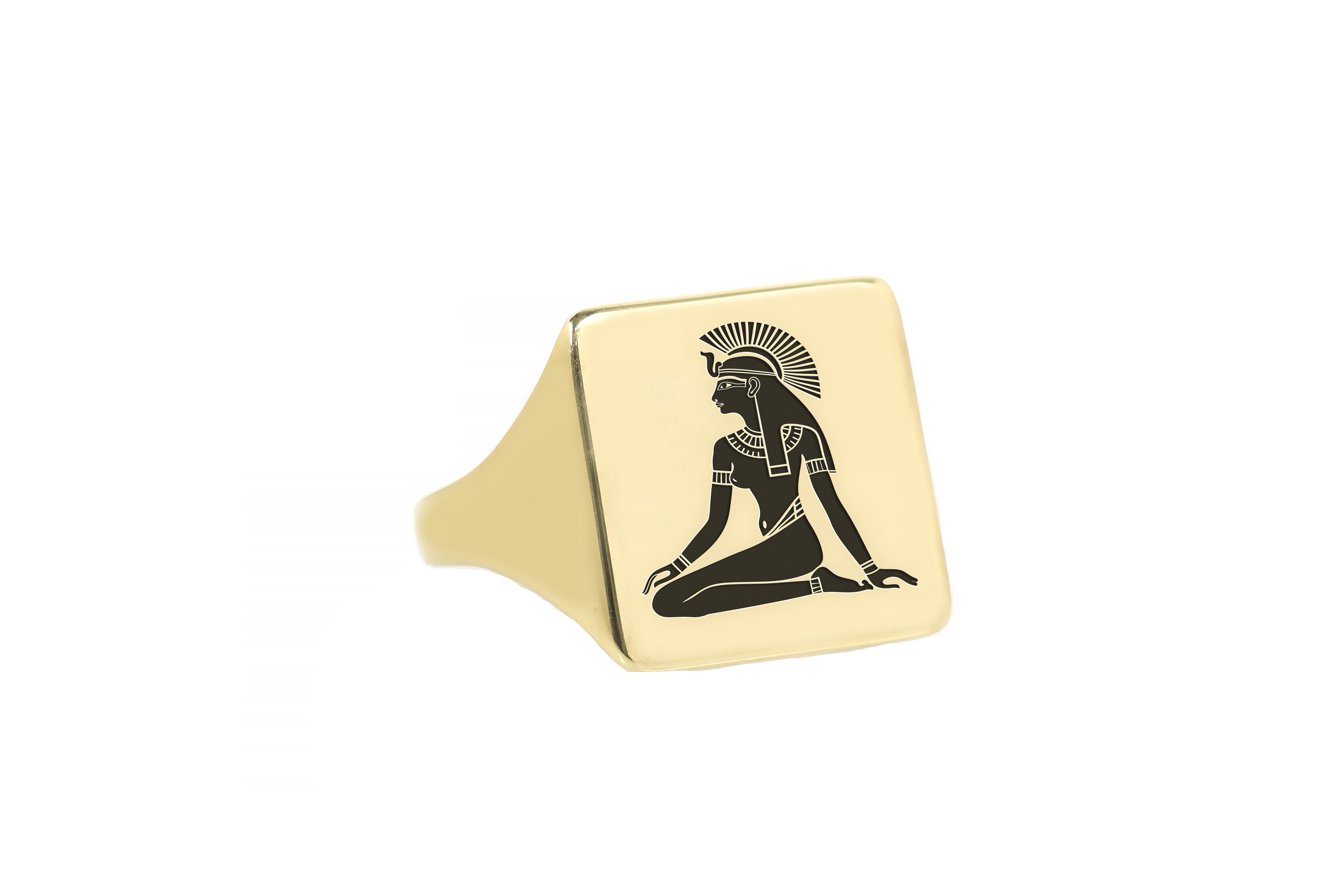 14k Gold Pharaoh Signet Ring