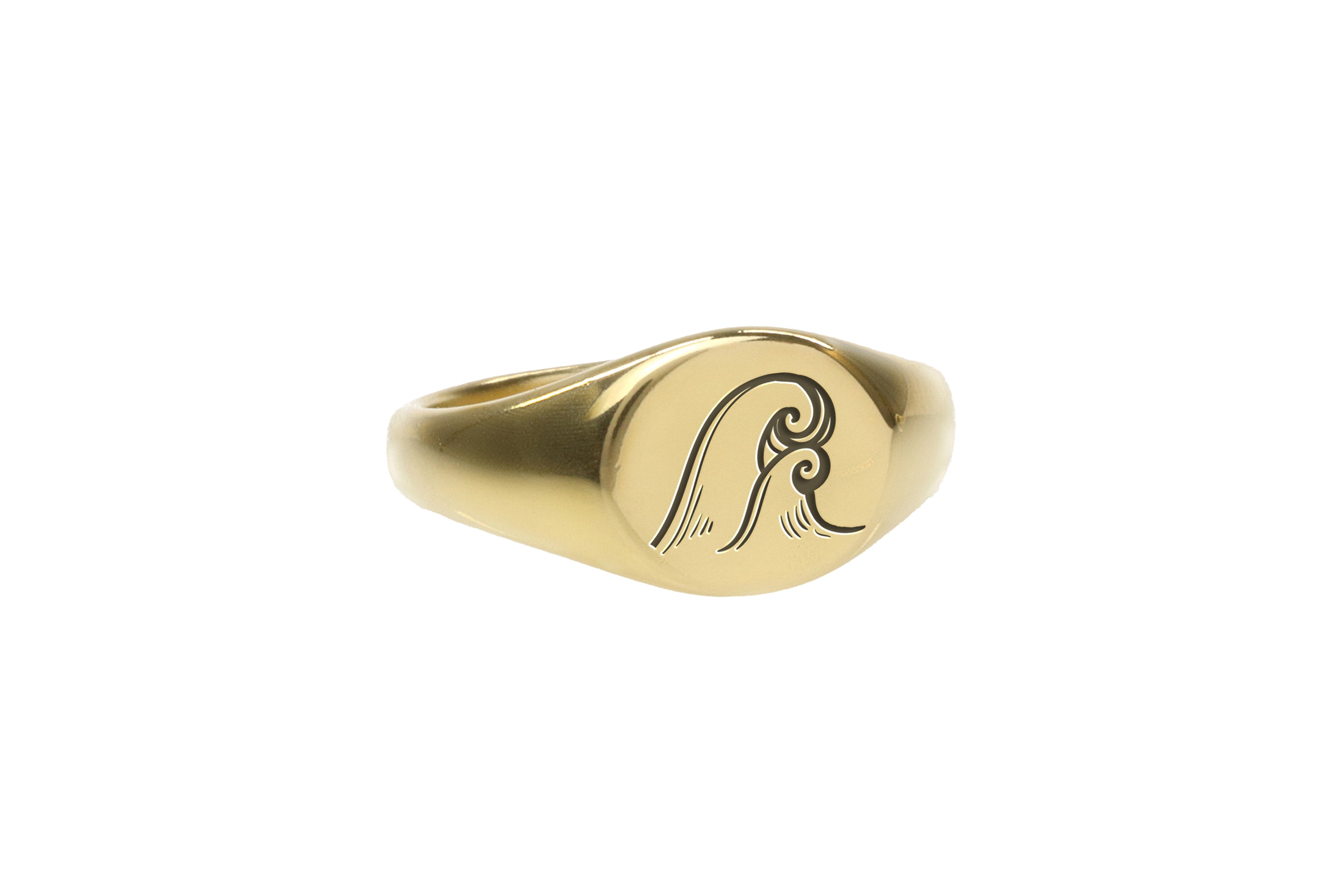 Gold Wave Signet Ring