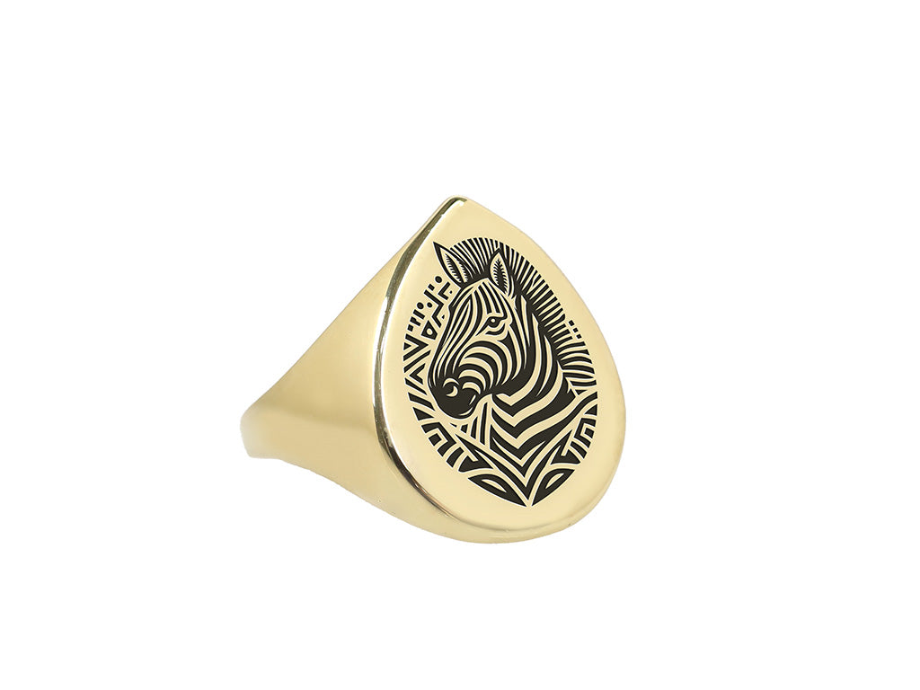 Cute Zebra Engraved Ring