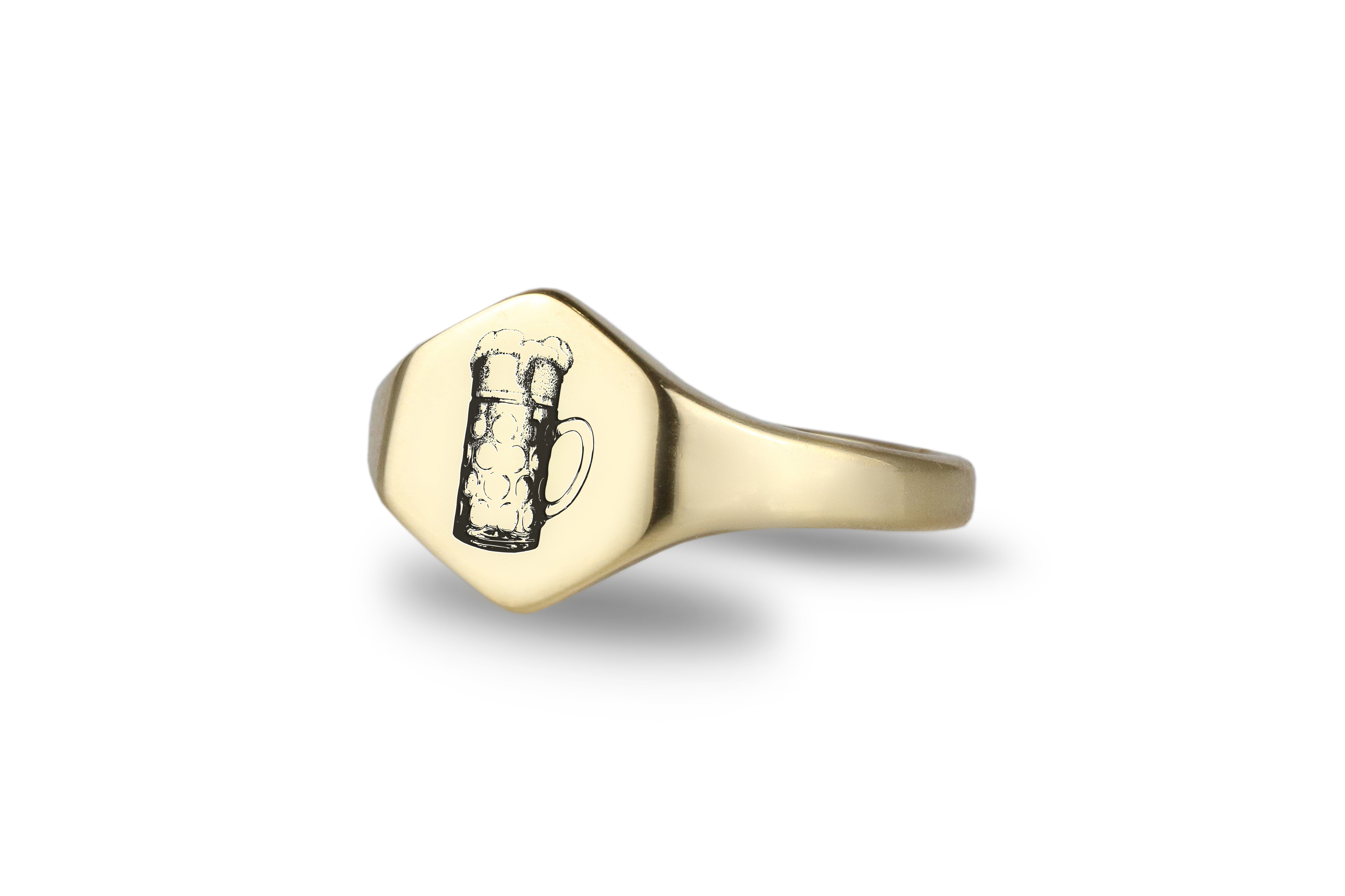 14k Gold Beer Signet Ring