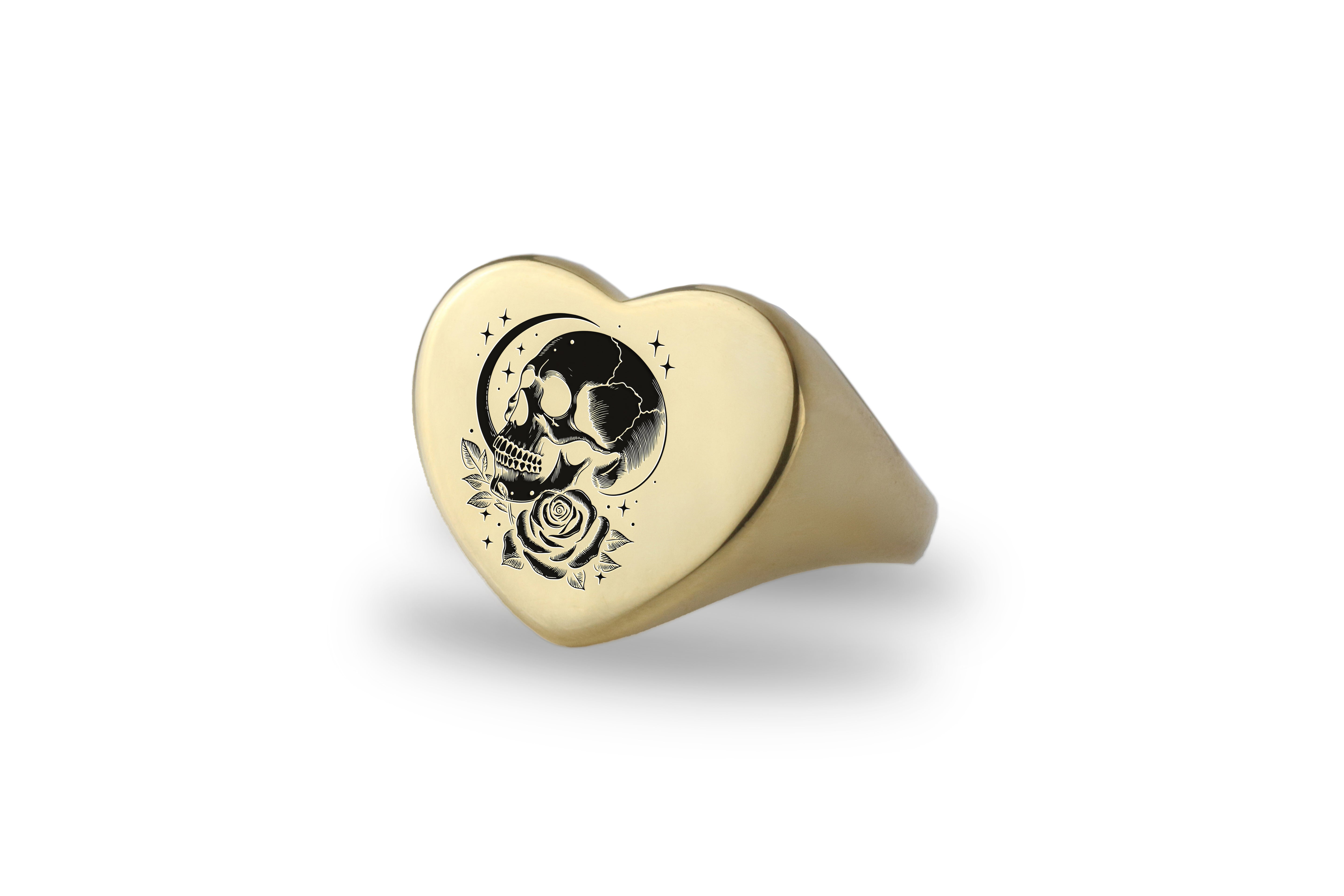 Skull Engraving Signet Ring
