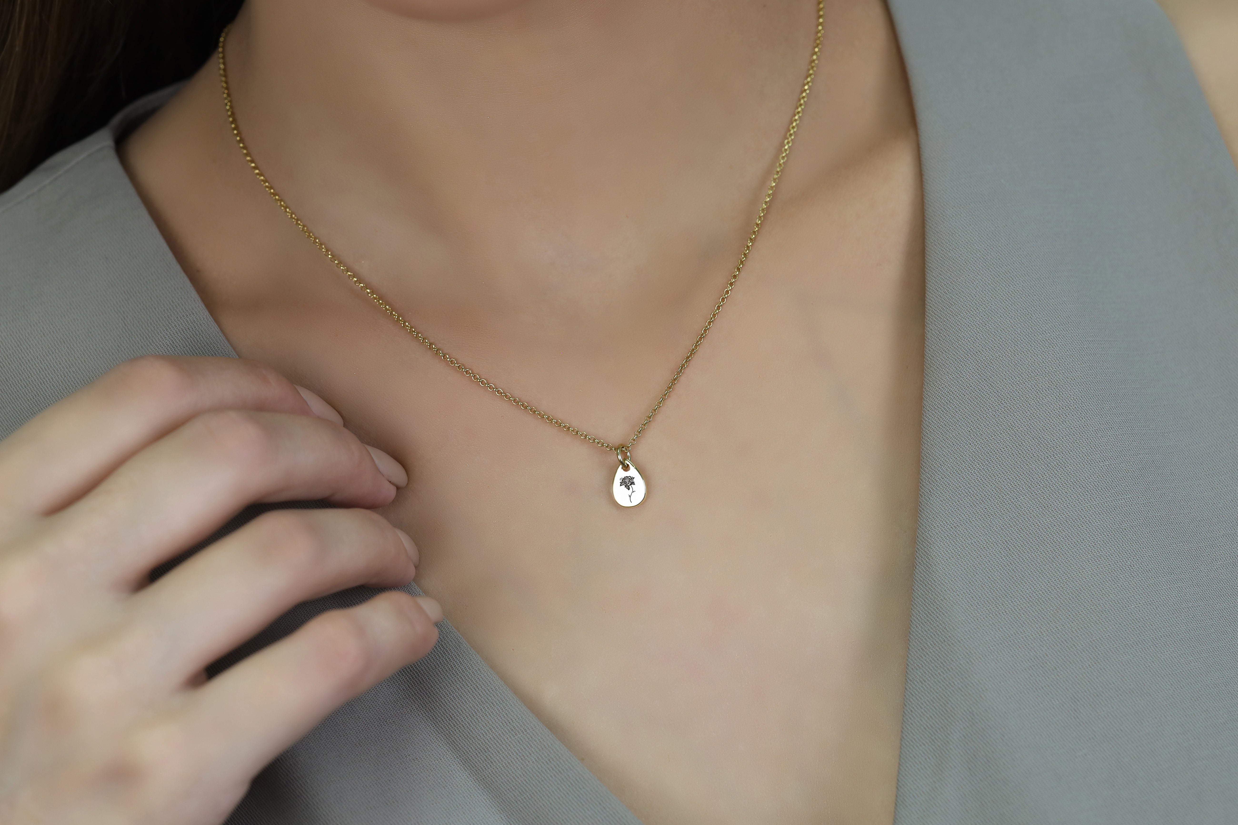 14k Gold Rose Pendant Necklace