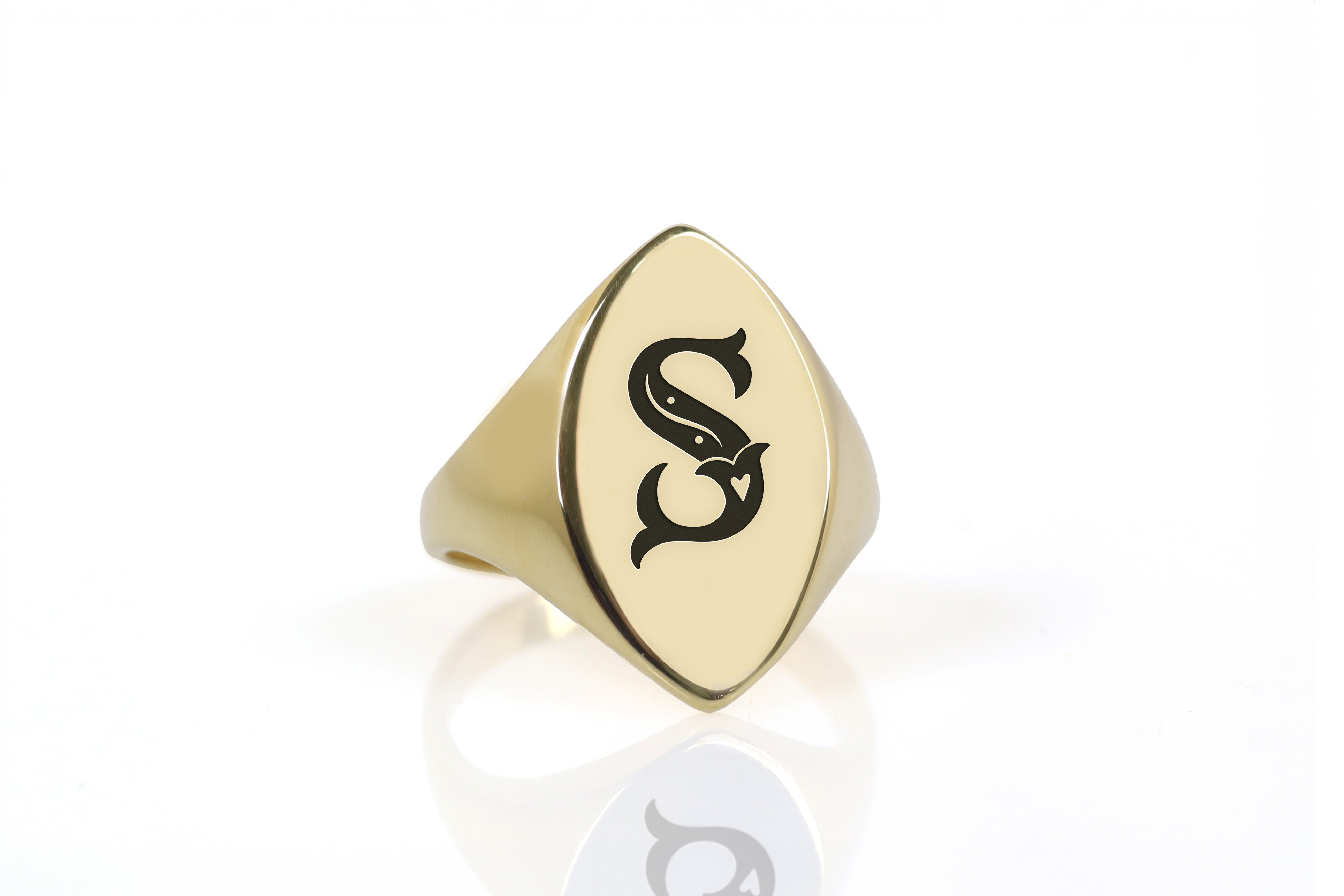 24k Gold Poker Letter Ring