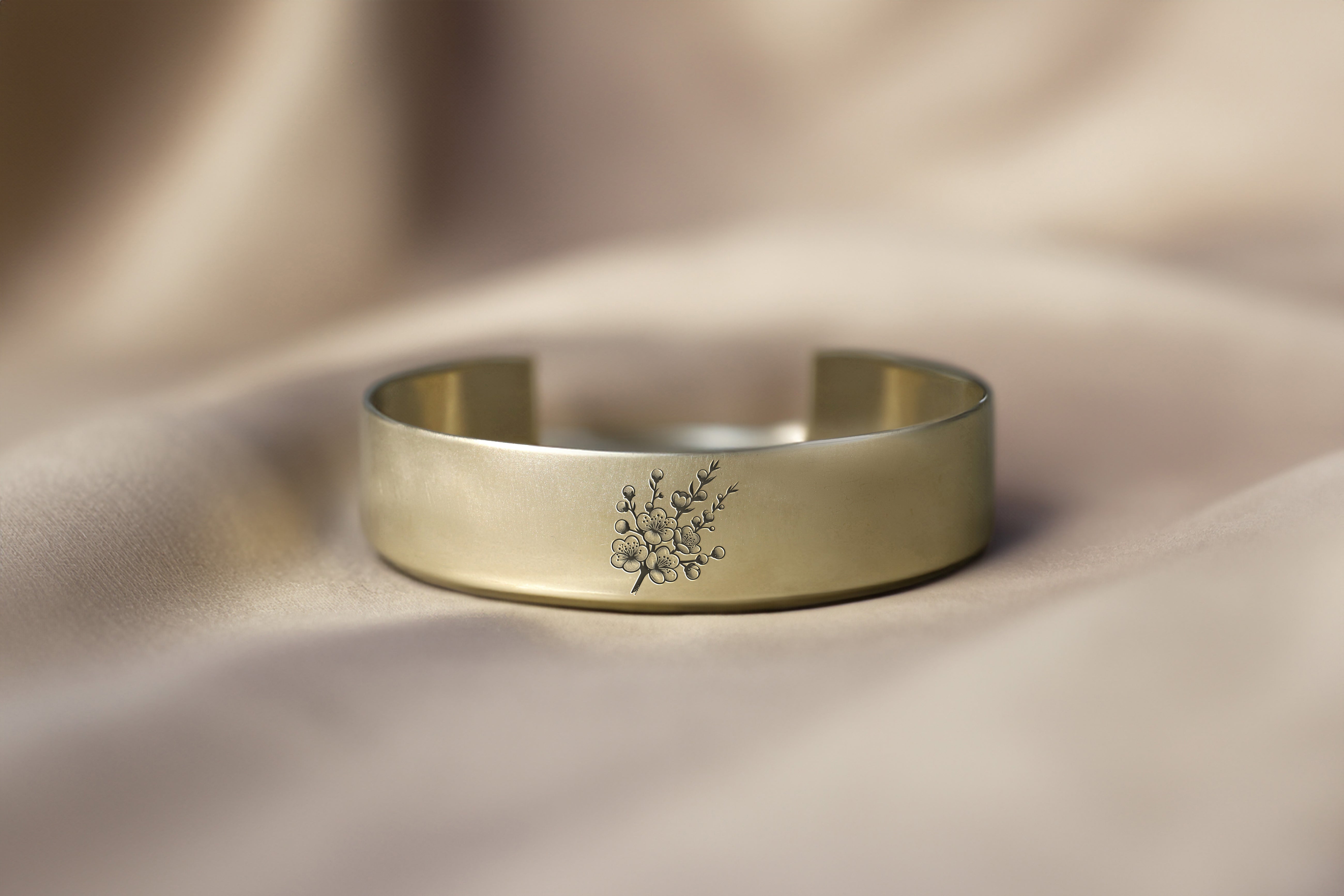 Open Cuff Cherry Blossom Bracelet