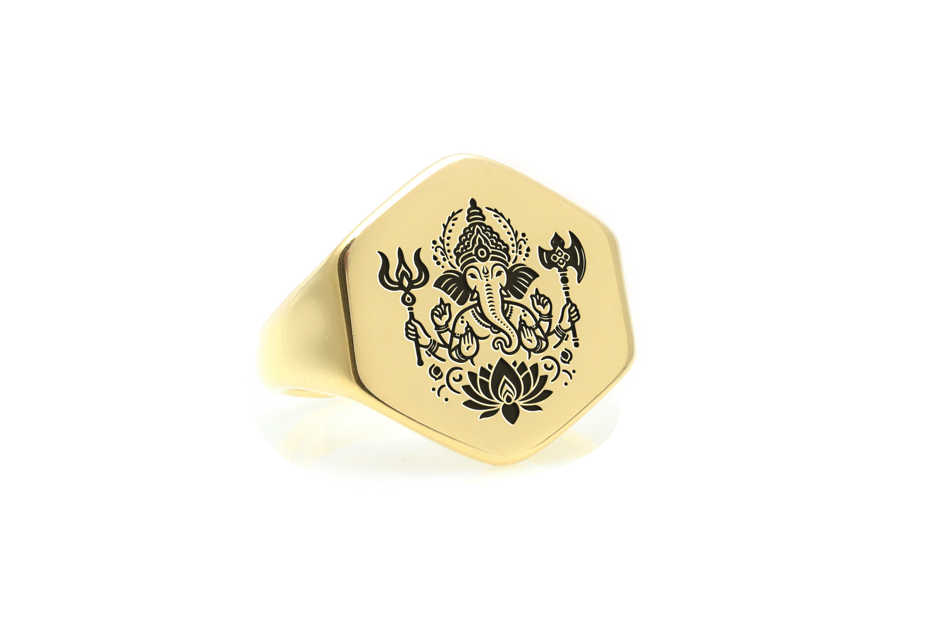 14k Gold Ganesh Signet Ring