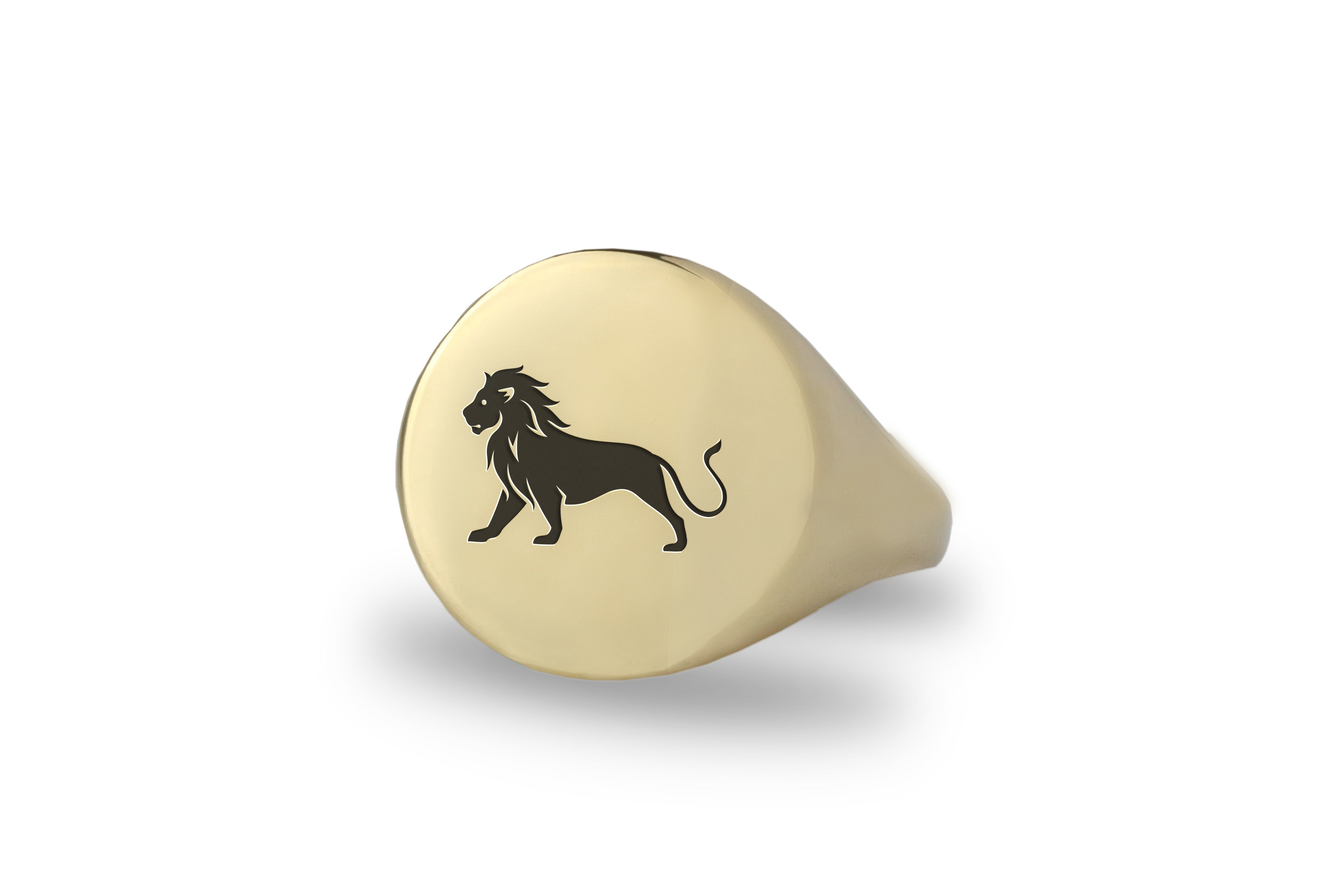 Personalized Leo Zodiac Round Gold Signet Ring