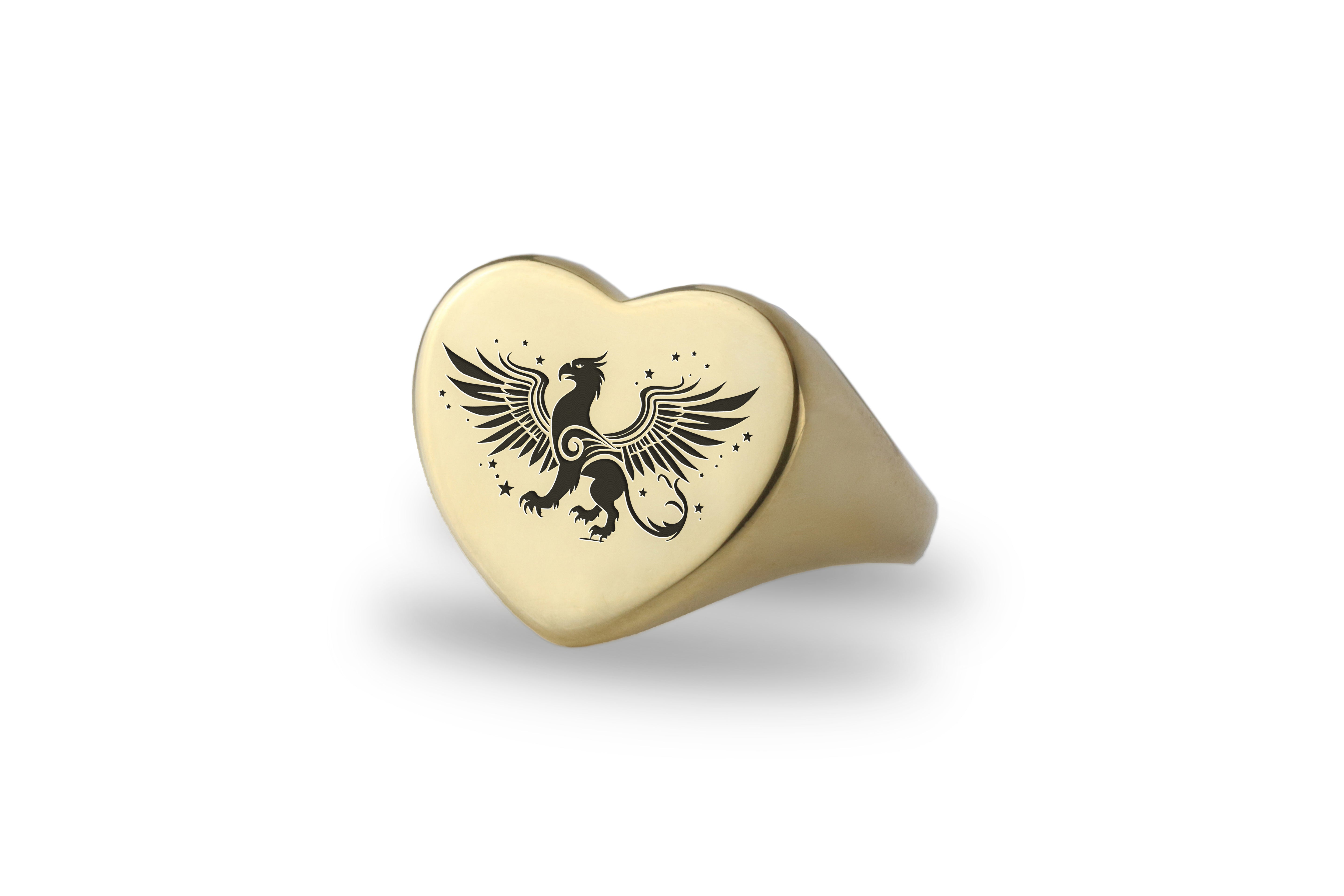 14k Gold Griffin Signet Ring