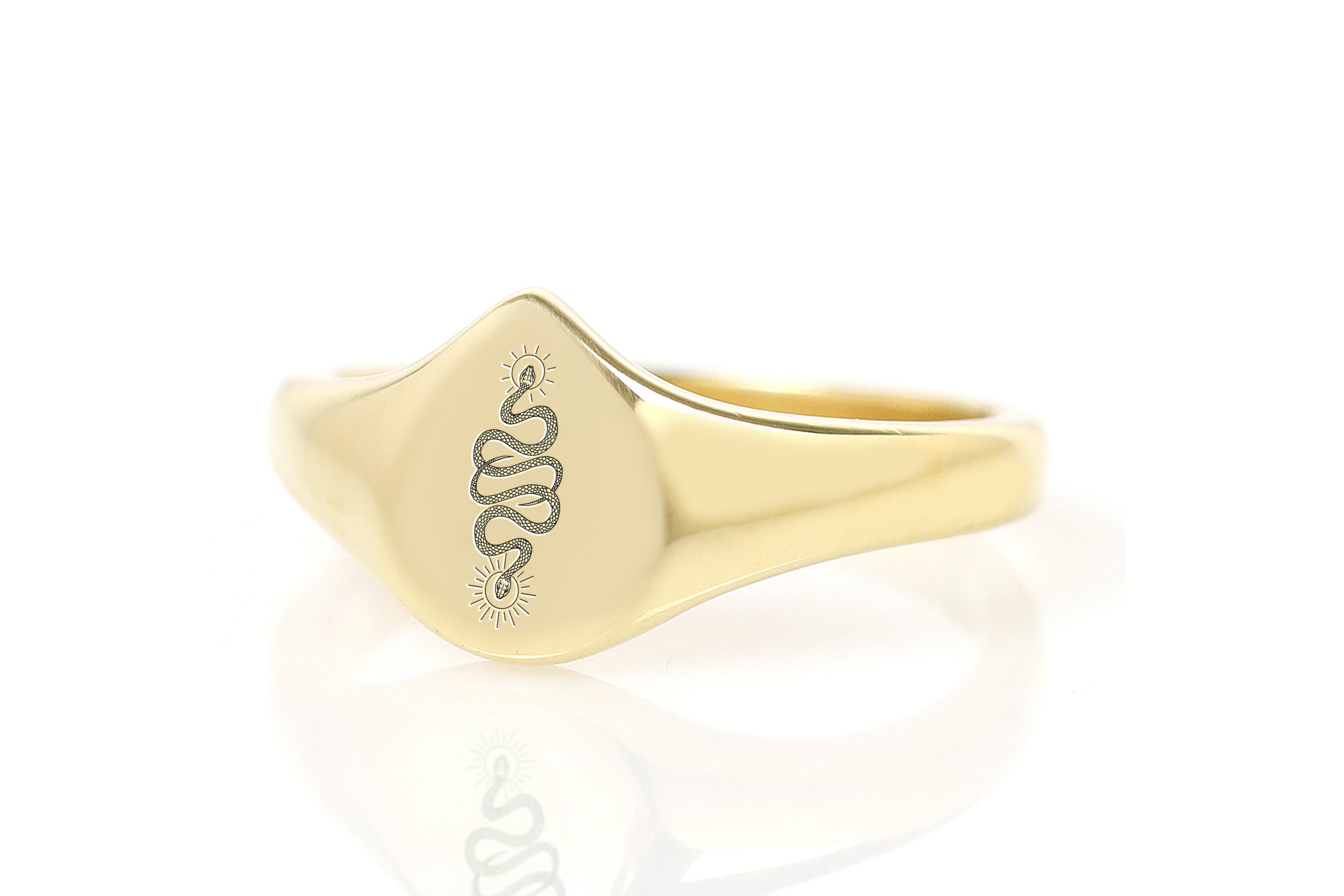 Delicate Snake Gold Signet Ring
