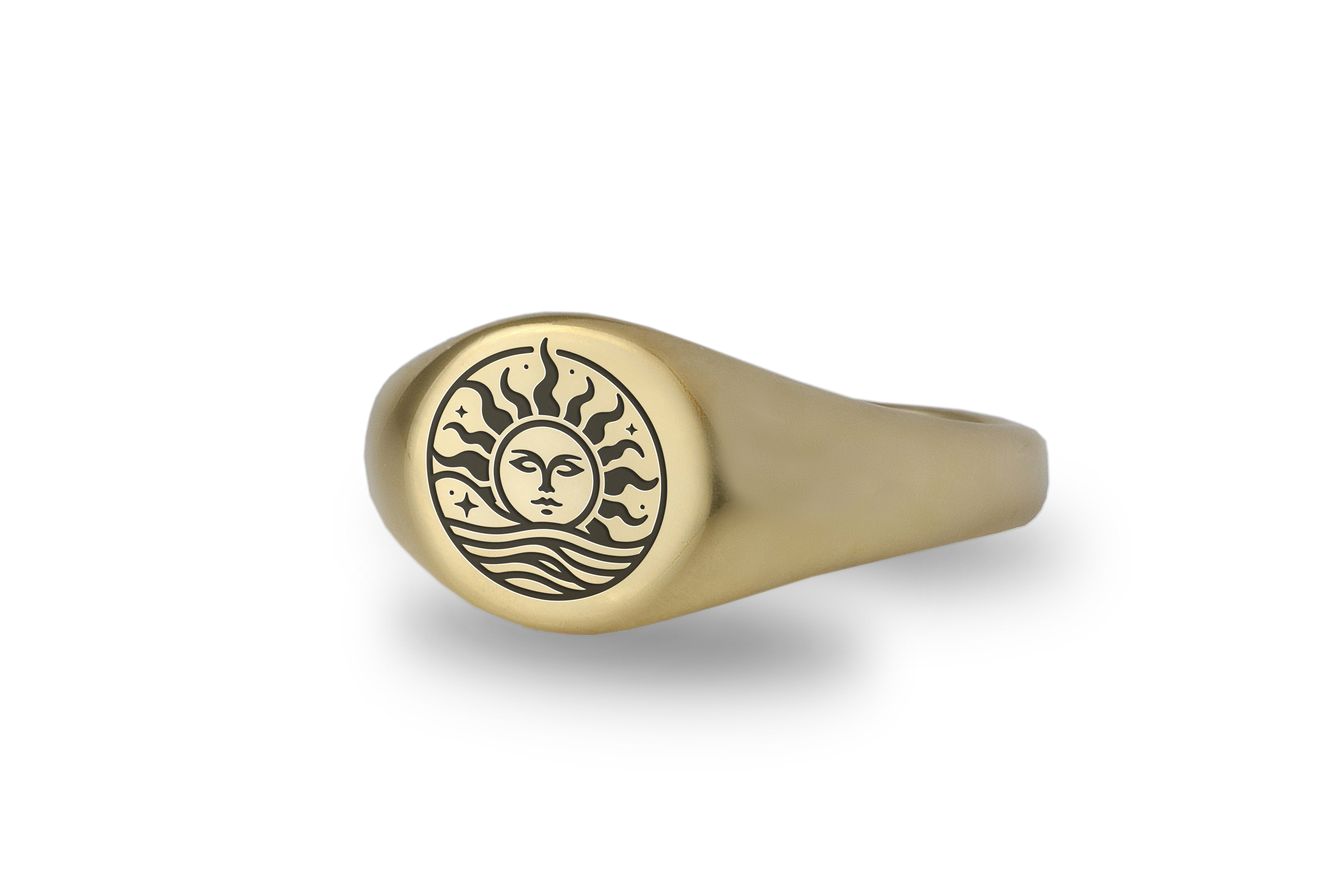 14K Gold Celestial Signet Ring