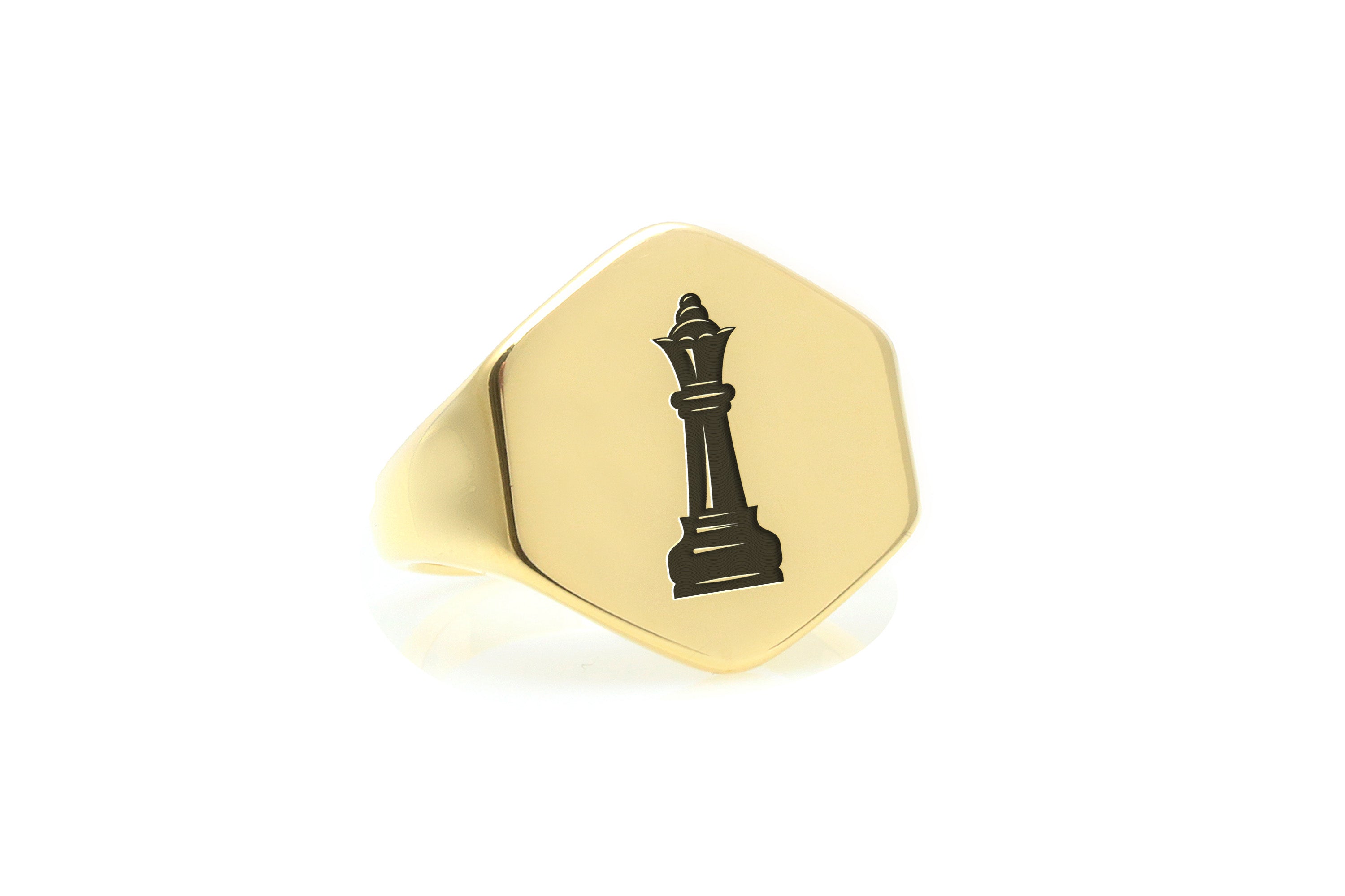 14k Gold Chess Queen Signet Ring