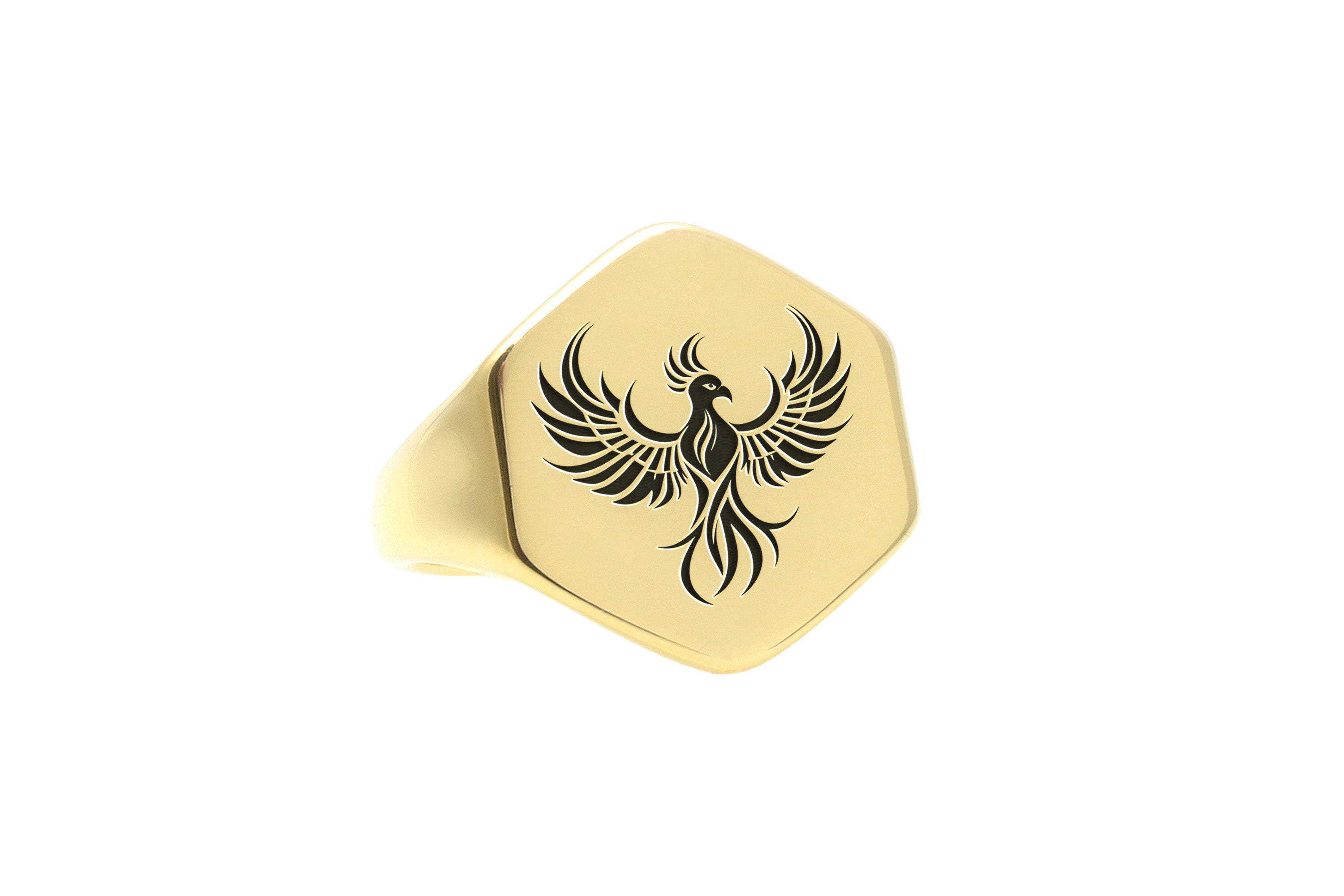 Engraved Phoenix Signet Ring