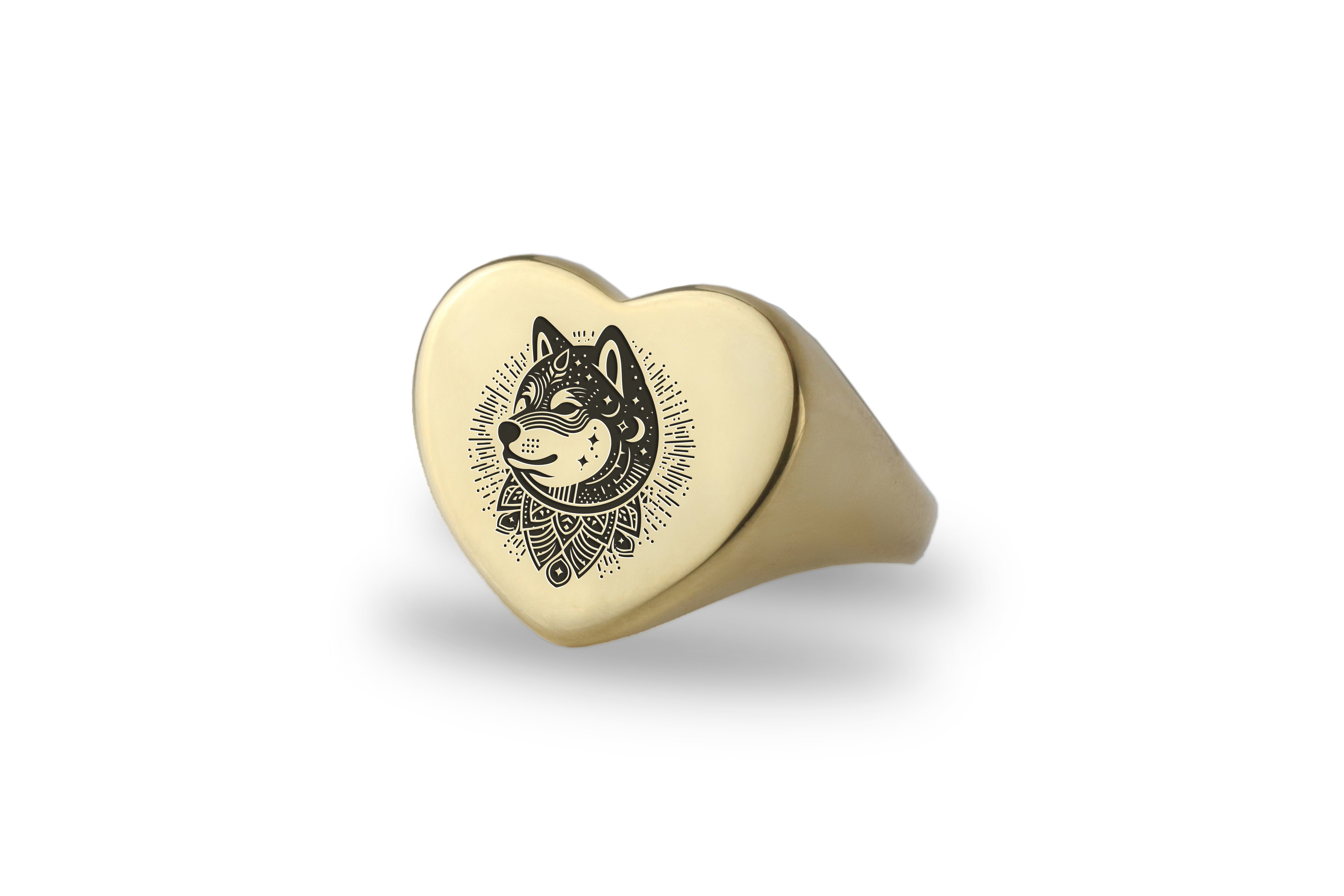 Engraved Shiba Ring