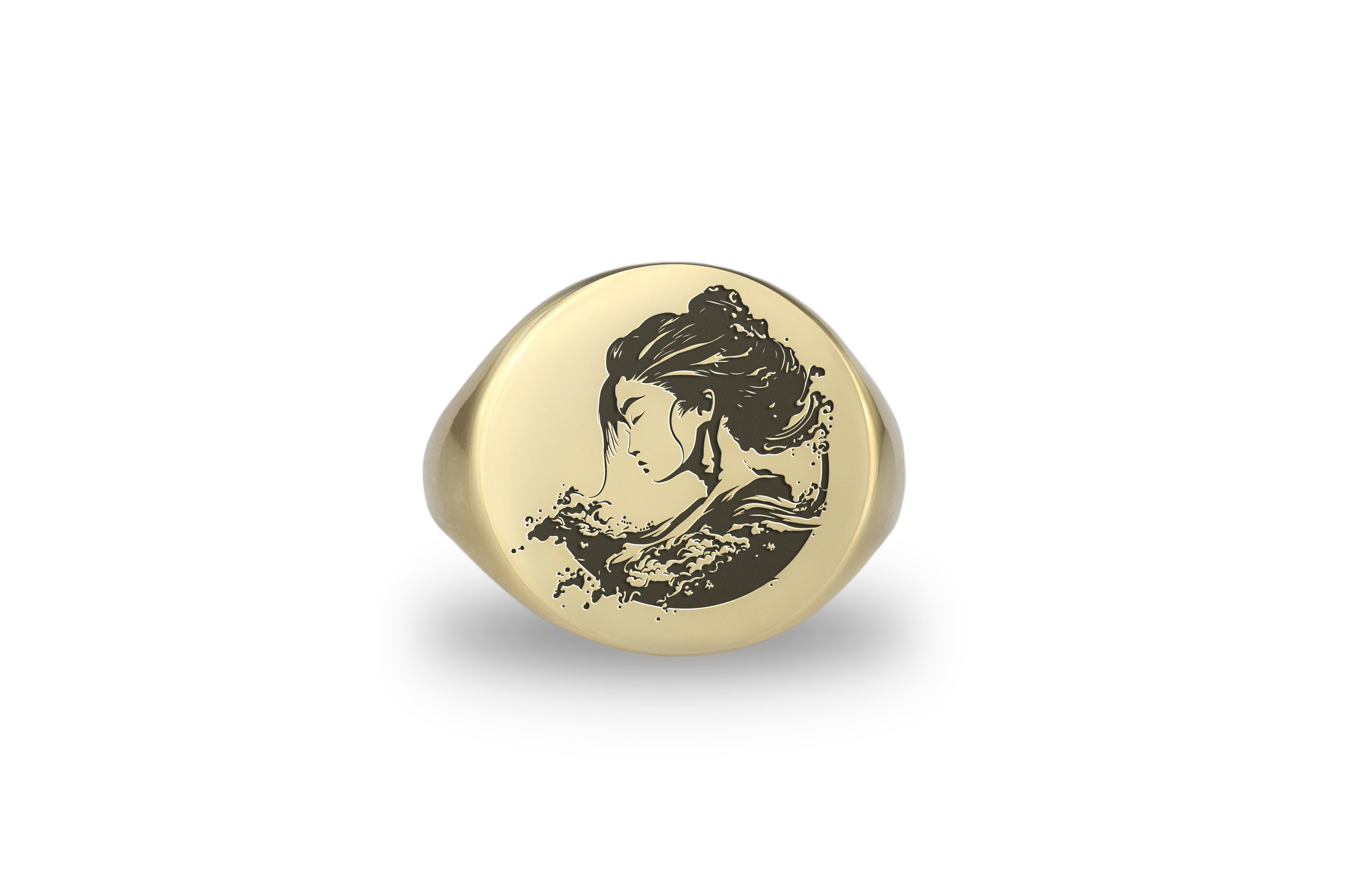 Engraved Japanese Woman Ring