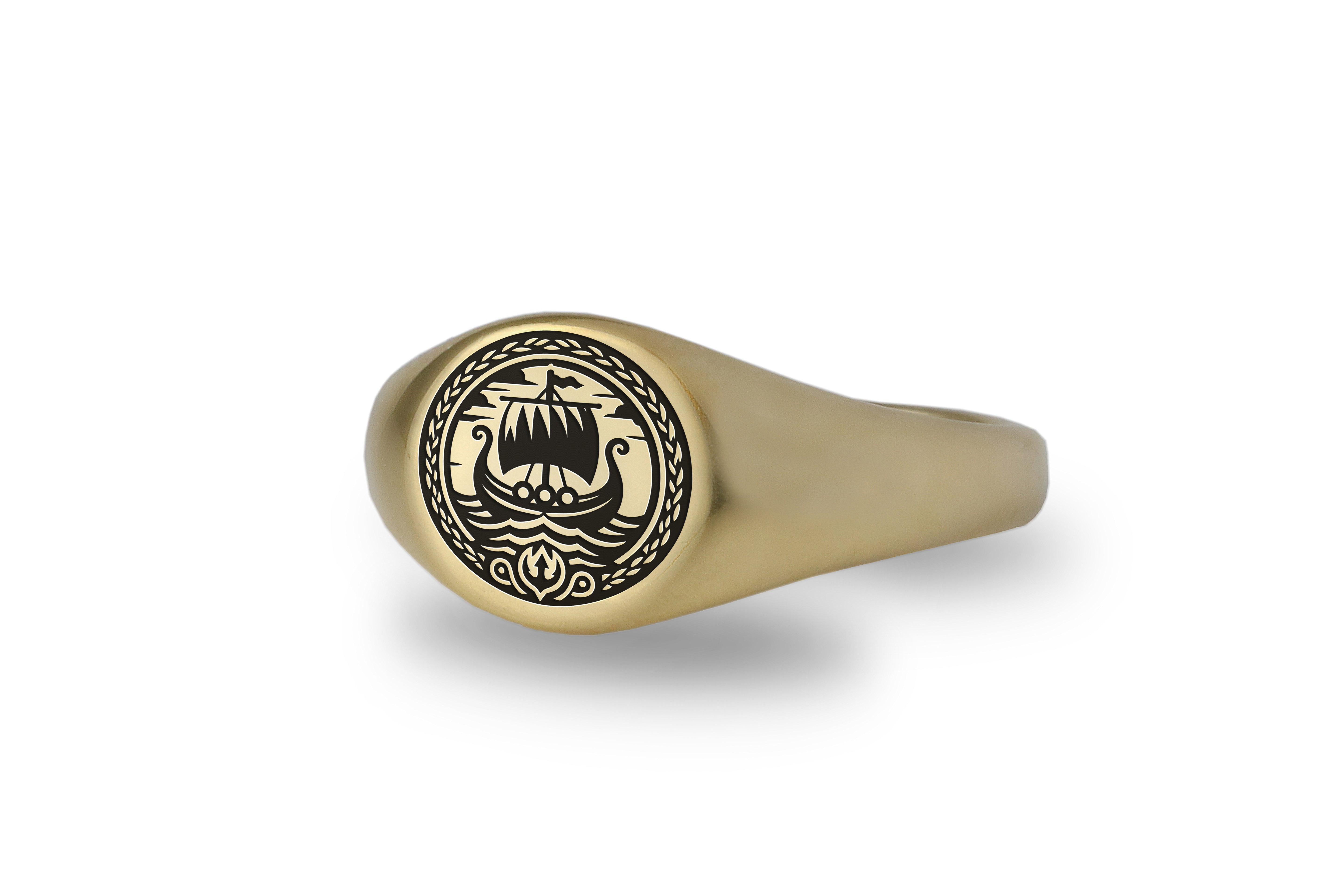 14k Gold Vikings Boat Ring