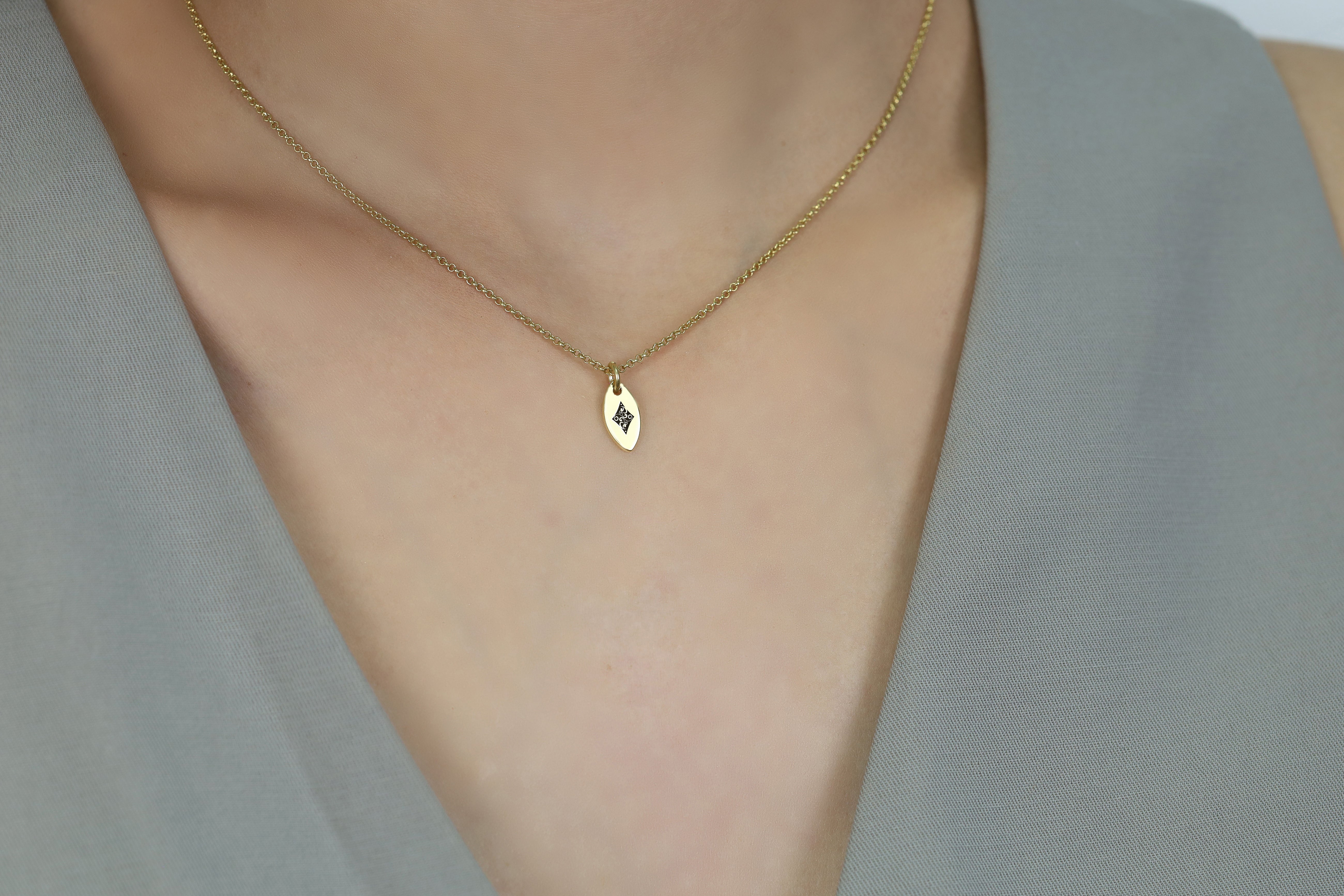 14k Gold Poker Diamonds Necklace