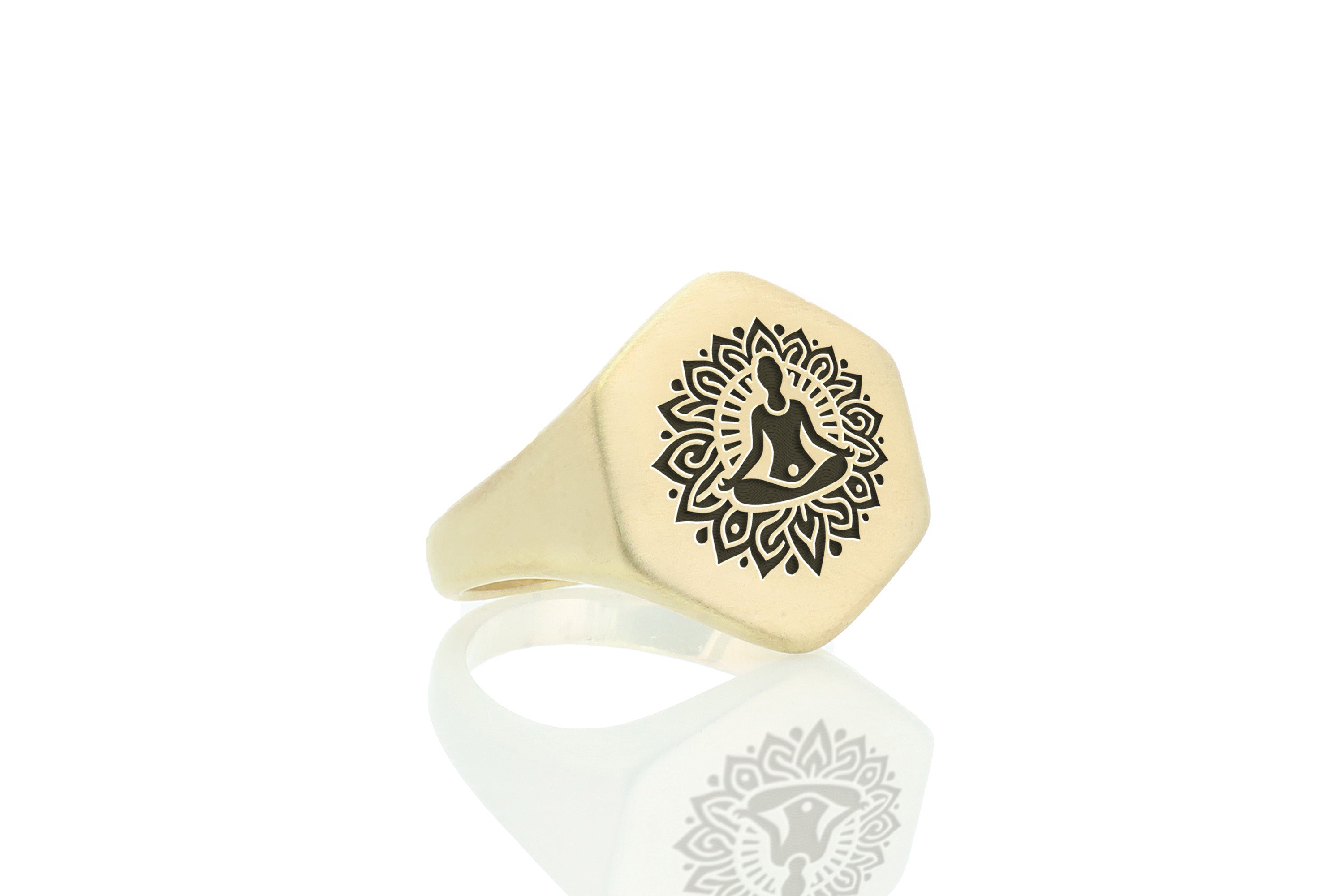 Engraved Yoga Signet Ring