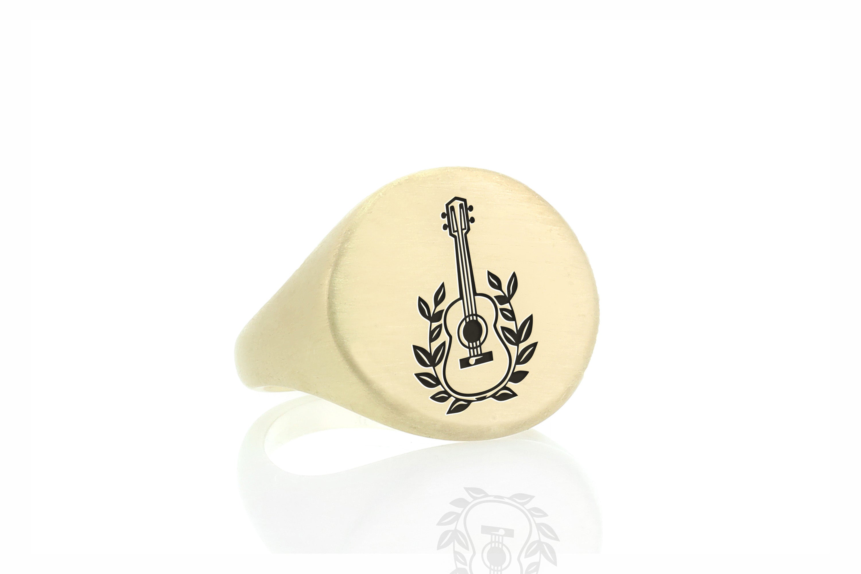 Engraved Guitar Signet Ring
