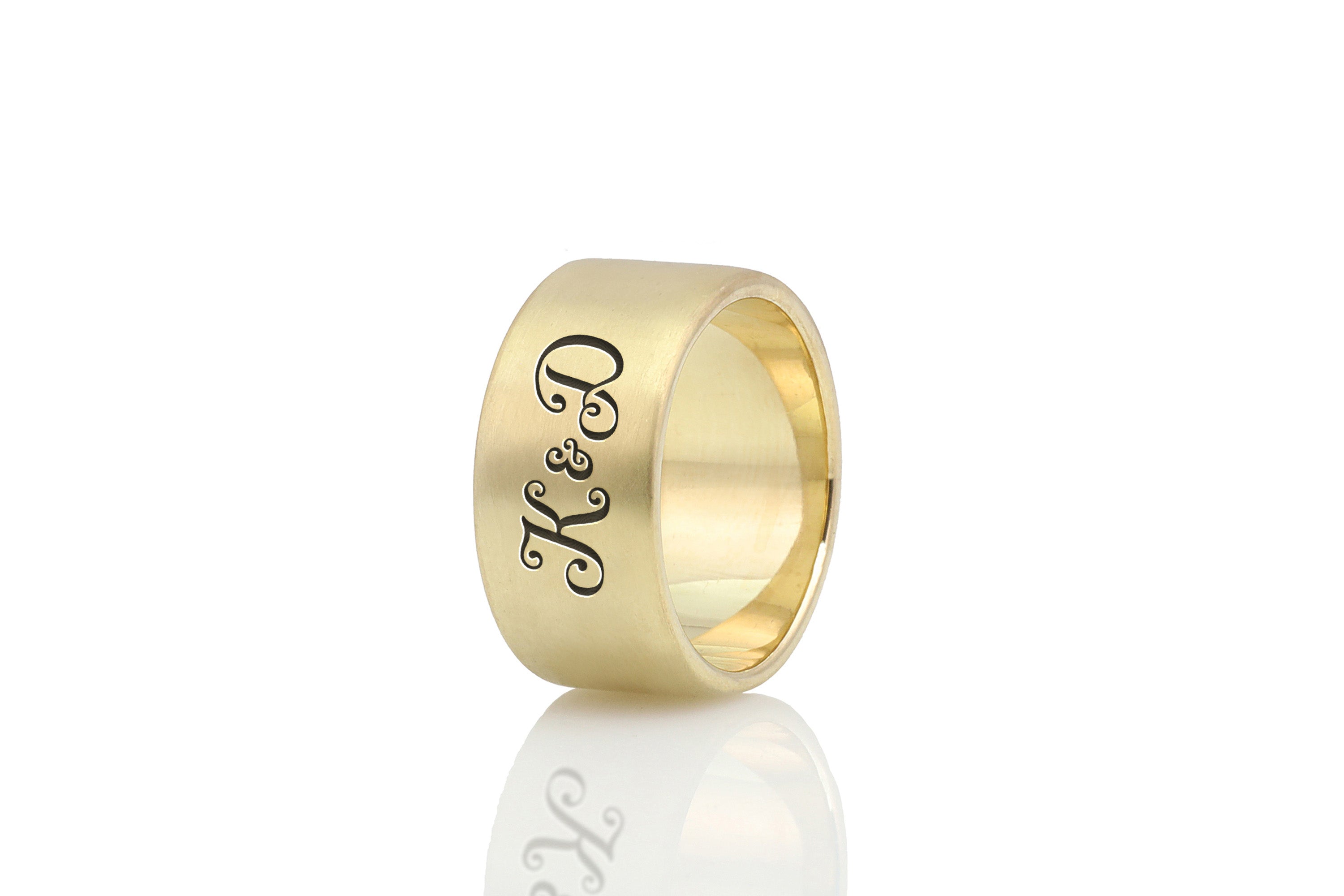 Name Initials Wide Band Ring