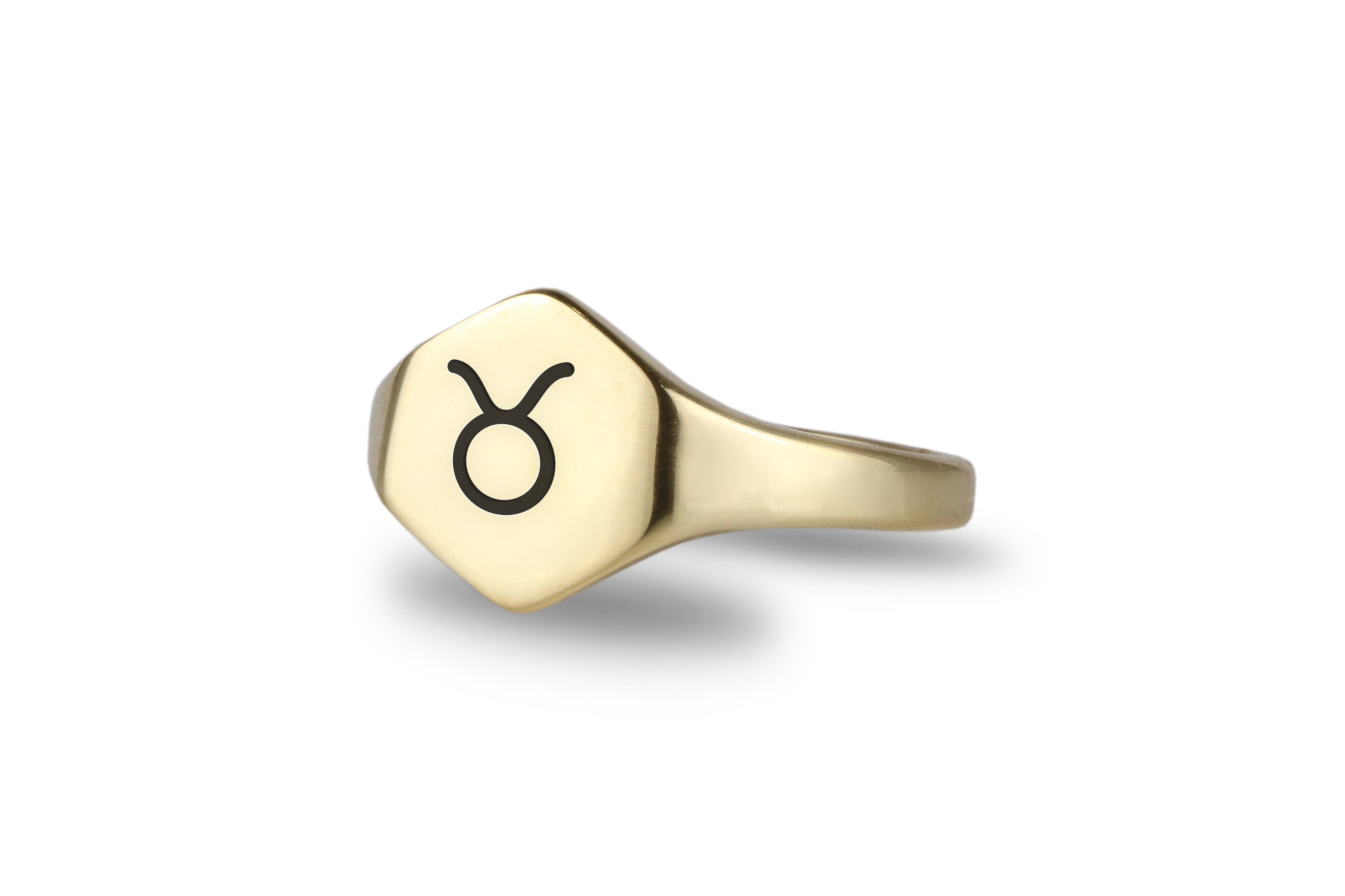 Engraved Taurus Signet Ring