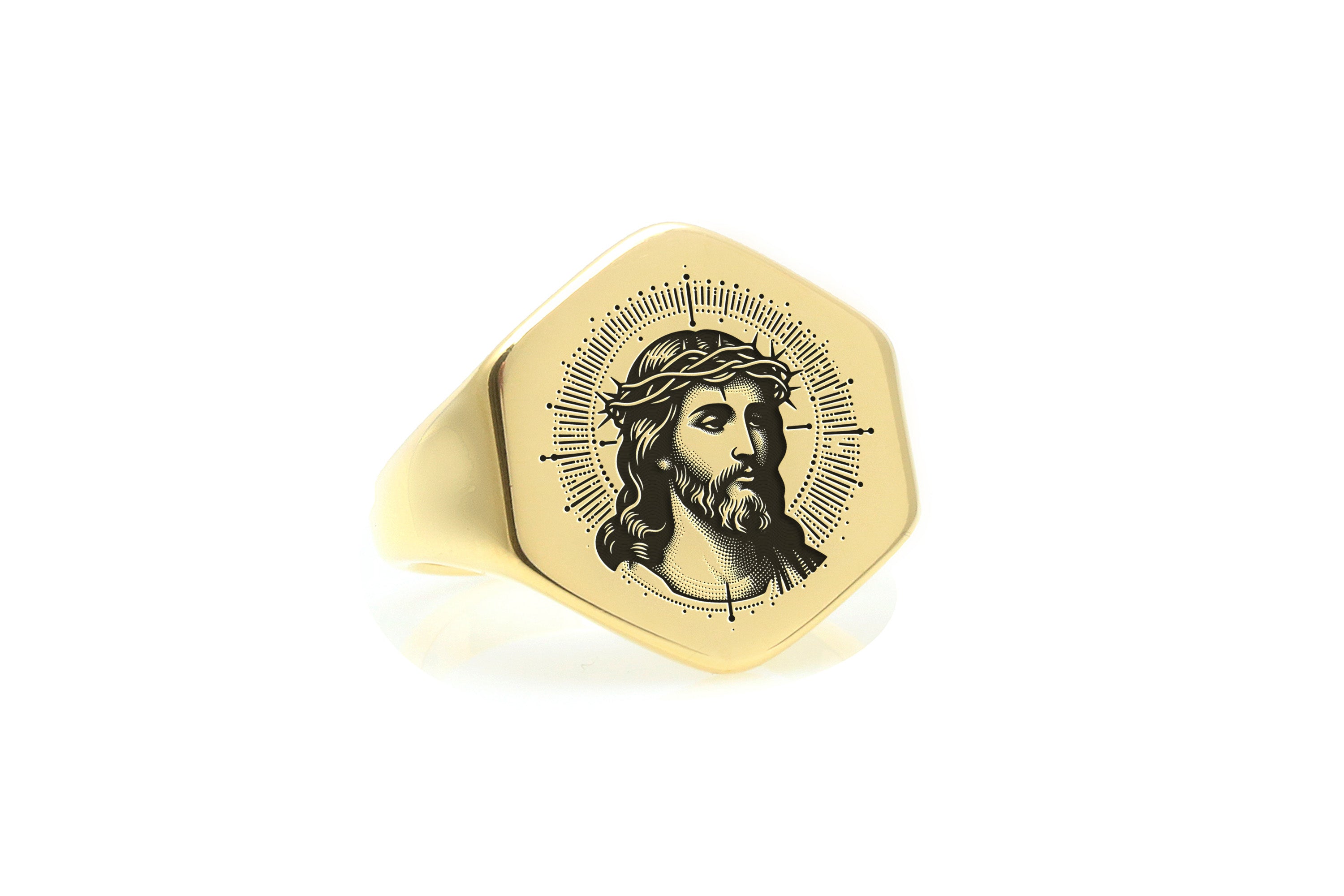 Lord Jesus Gold Signet Ring