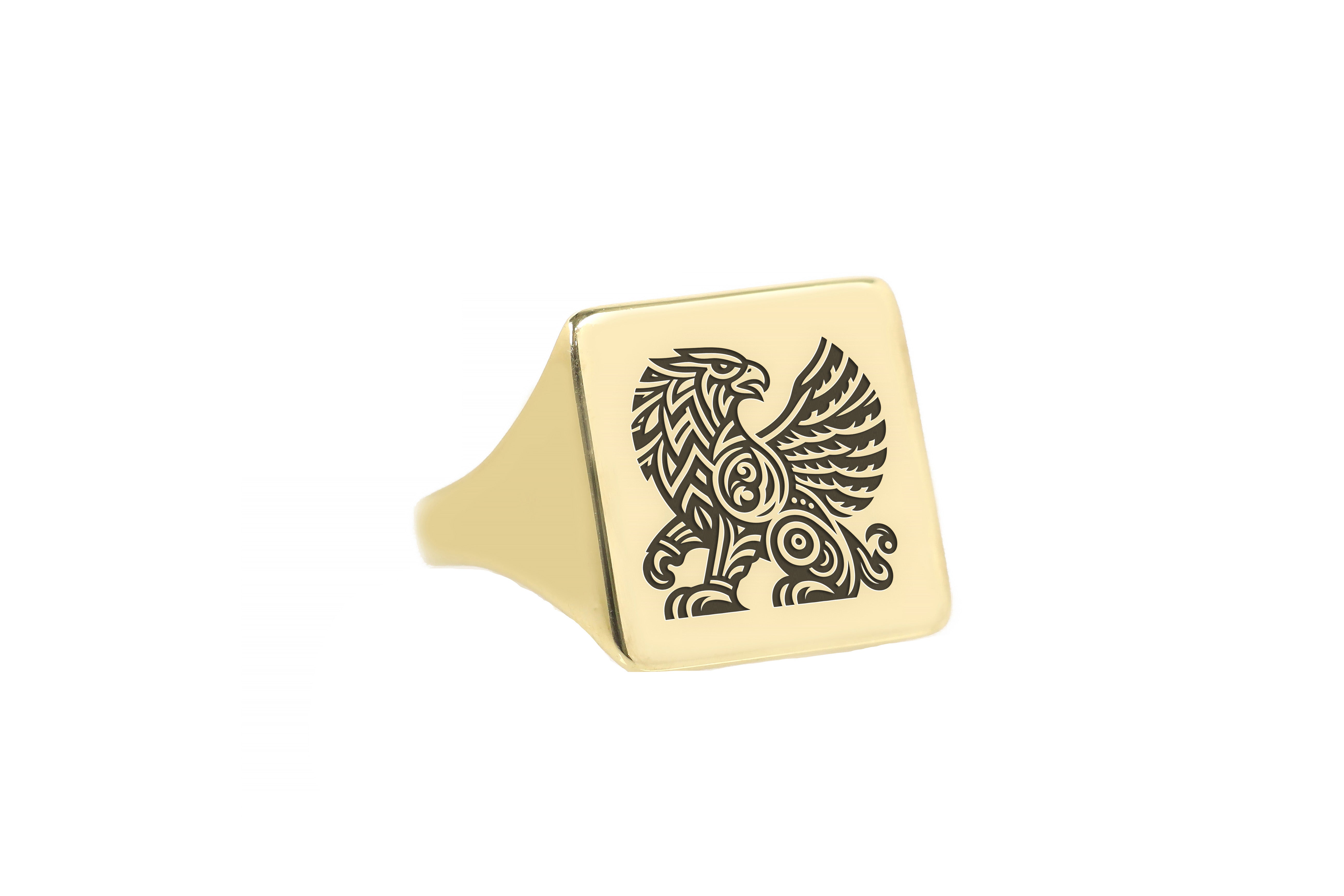 24k Gold Griffin Signet Ring