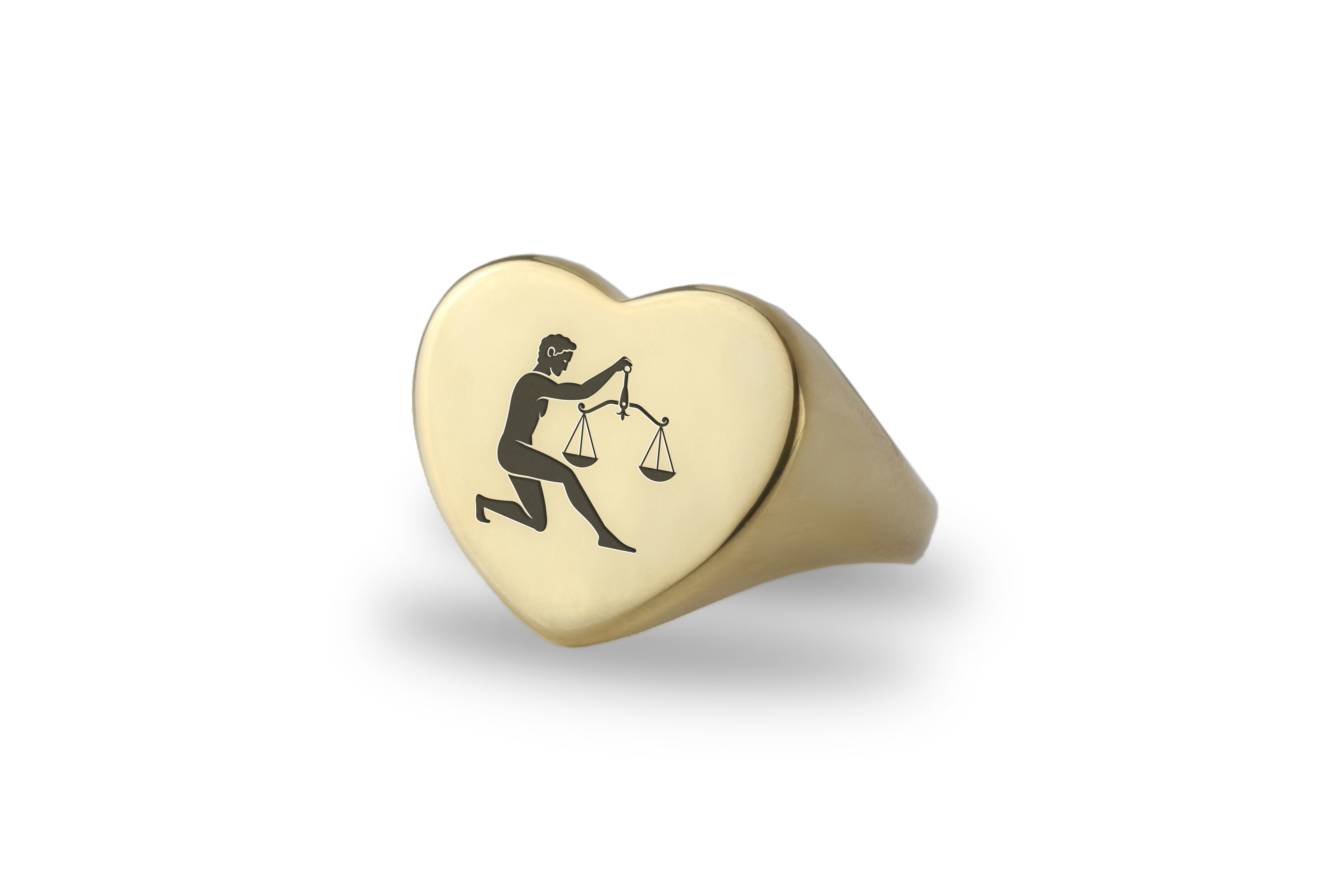 Engraved Libra Signet Ring