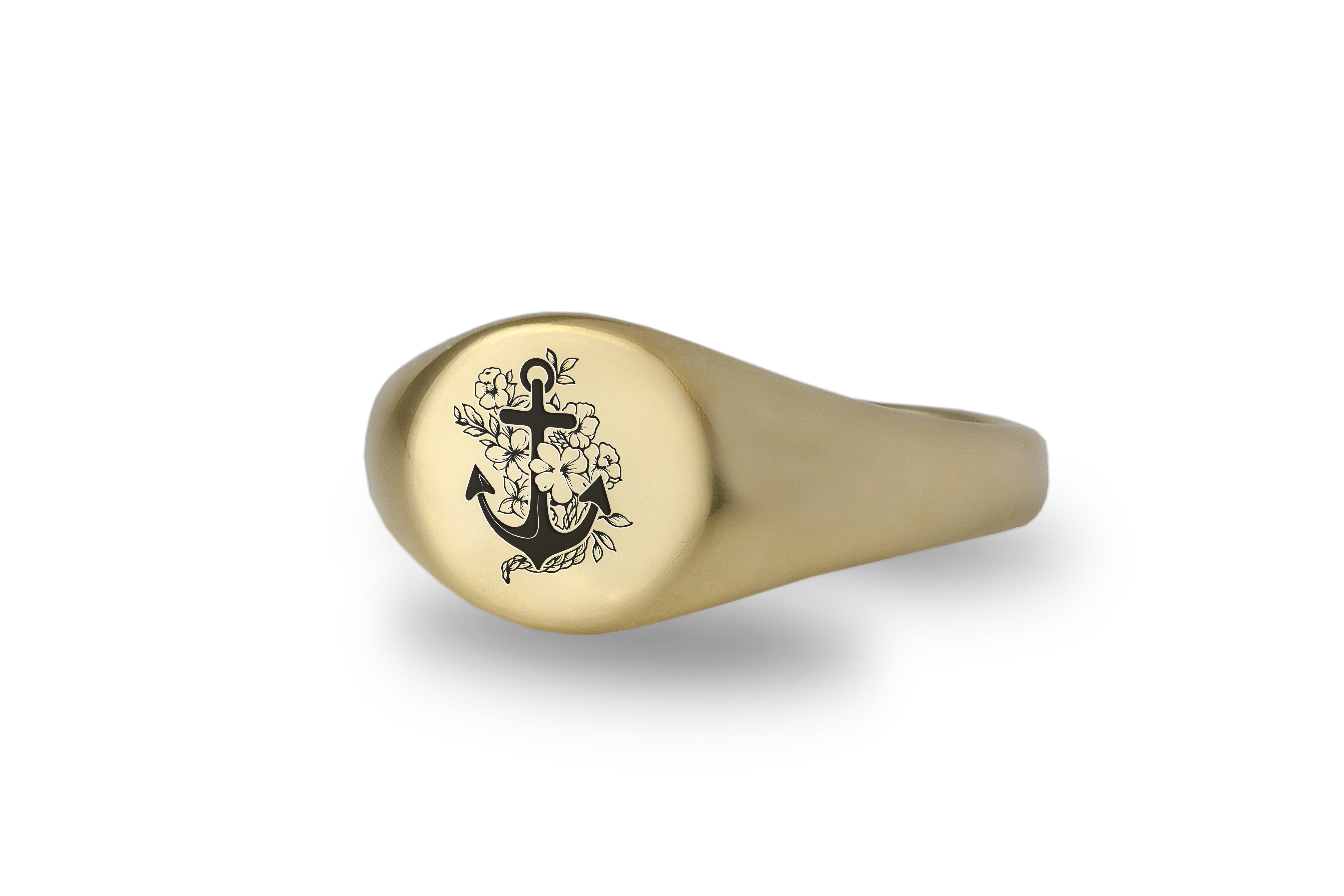 14k Gold Anchor Signet Ring
