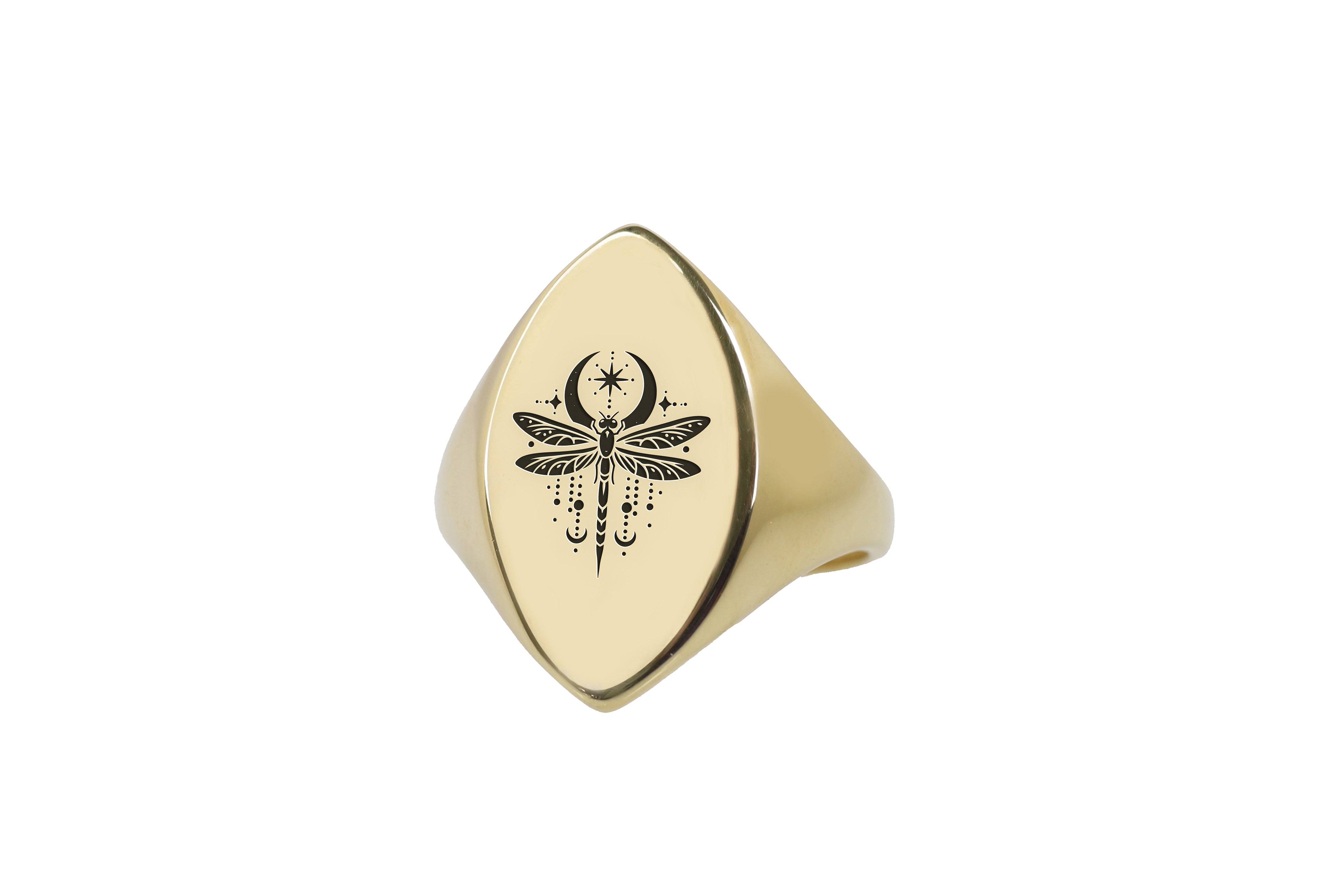 14k Gold Dragonfly Signet Ring