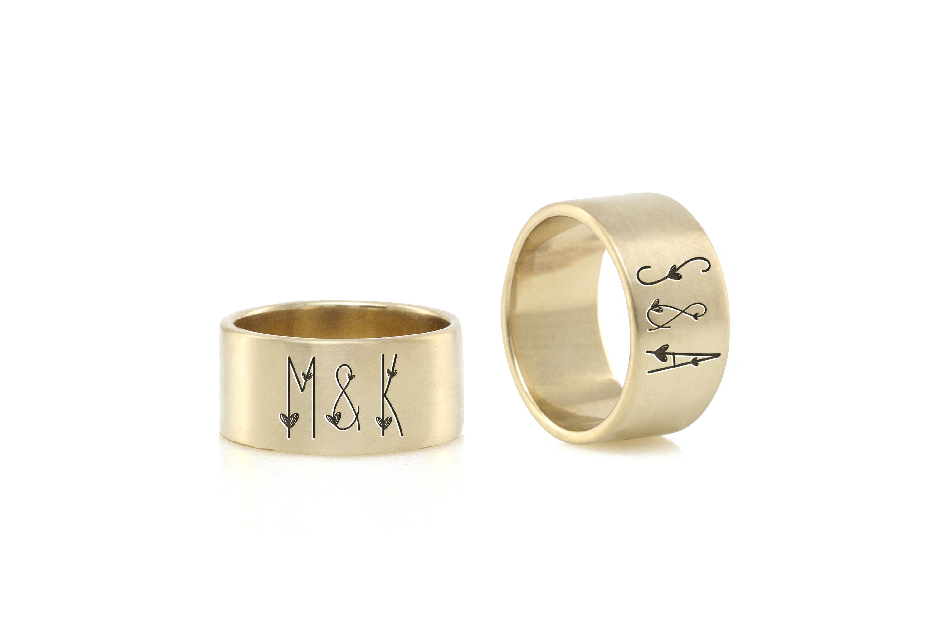 Heart Letters Wide Band Ring