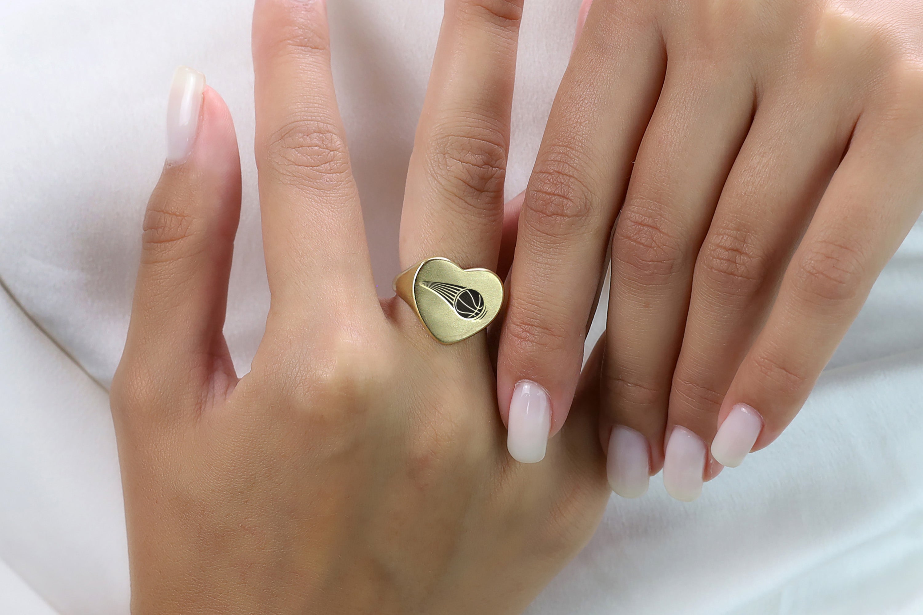 14k Gold Basketball Signet Ring