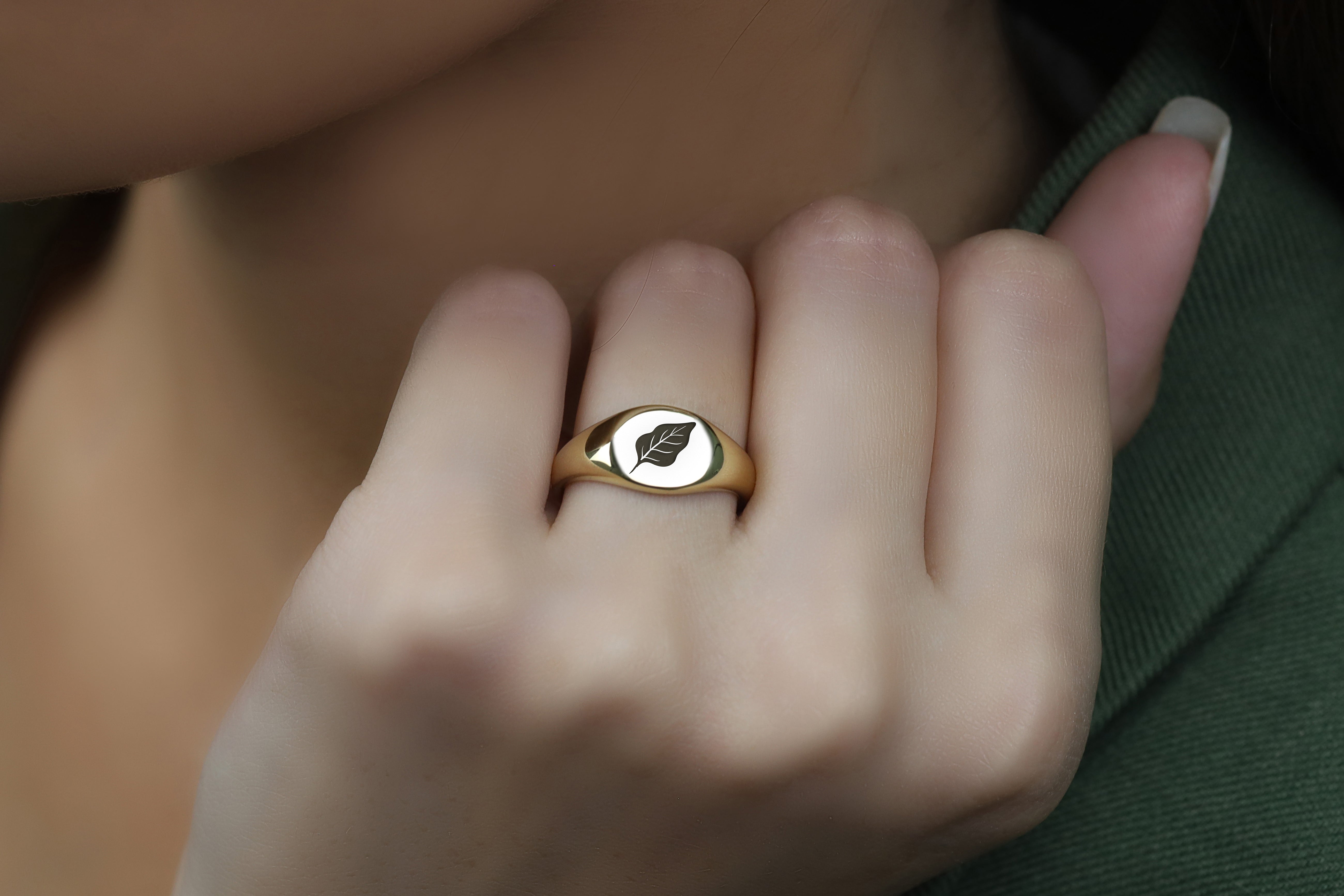 Custom Leaf Signet Ring