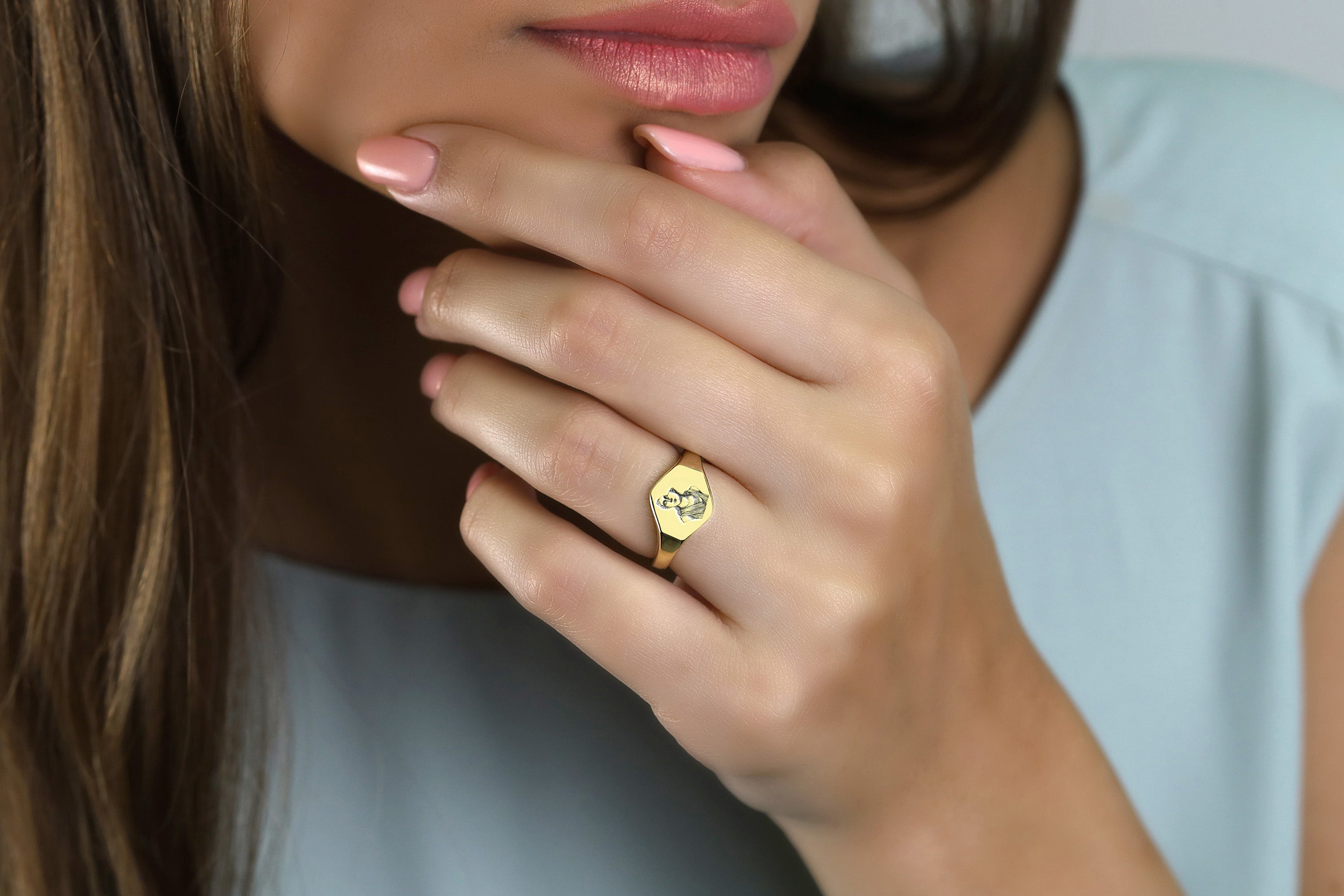 14k Gold Greek Signet Ring