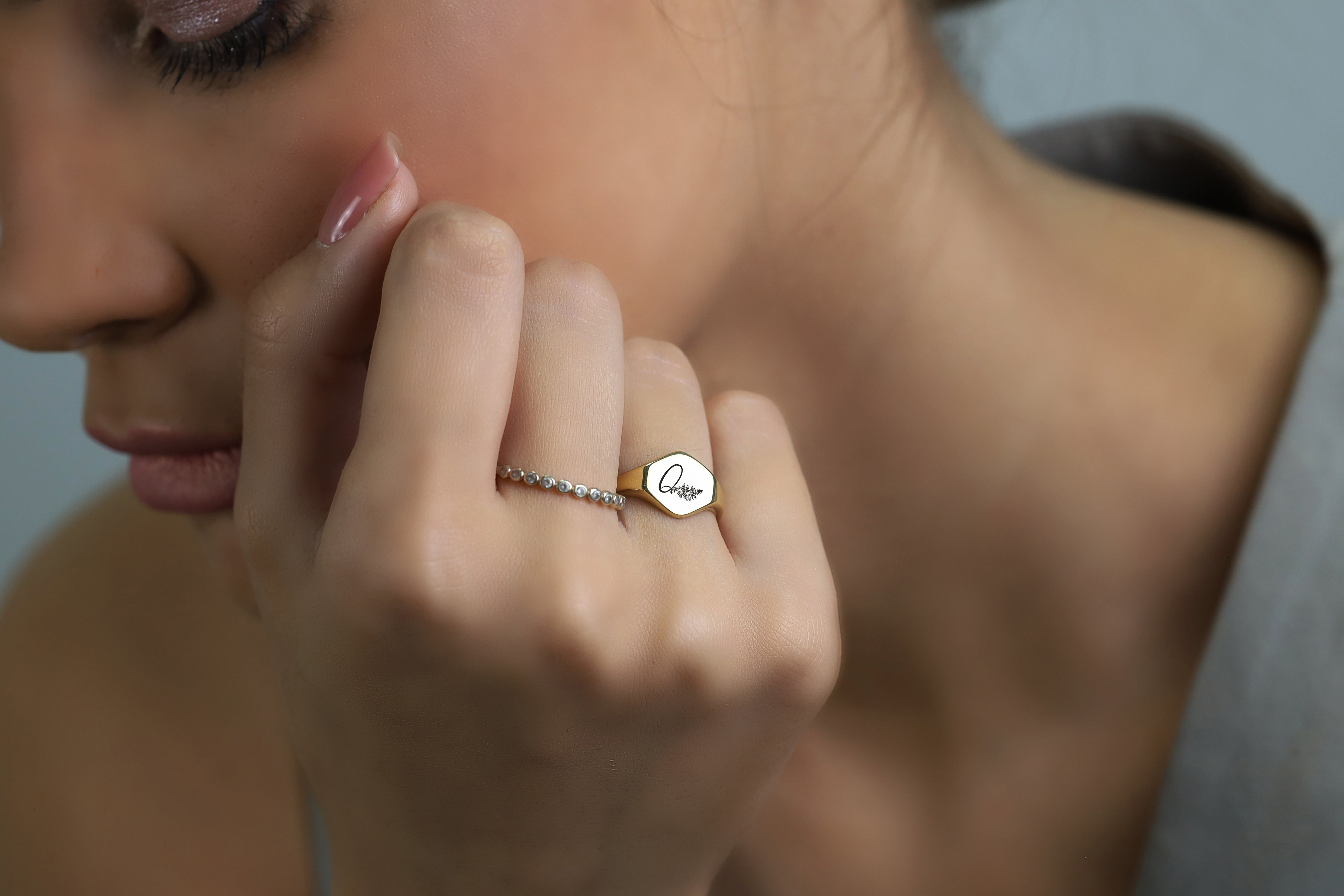 14k Gold Initial's Signet Ring